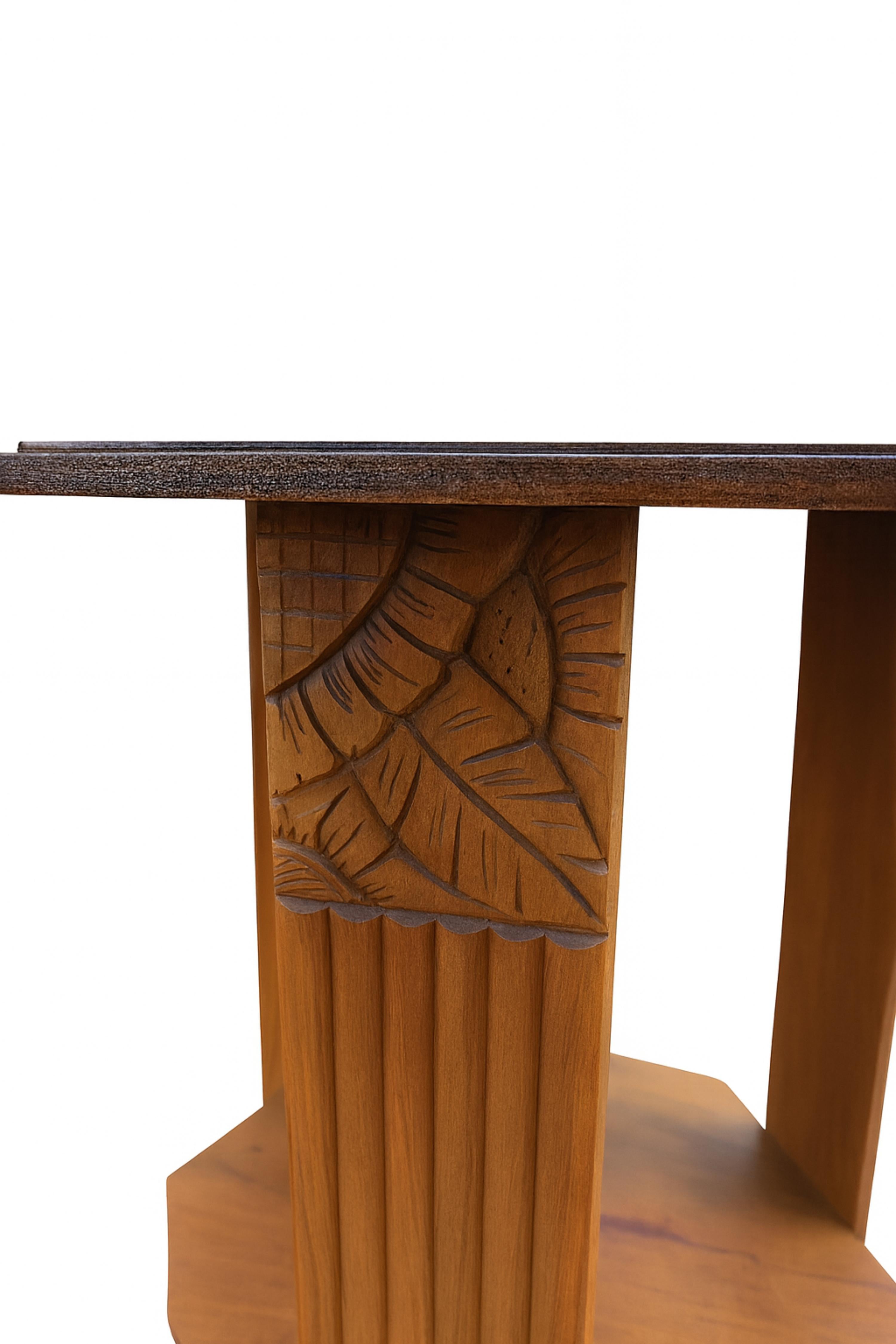 Walnut Art Deco Pedestal Side Table, 20th Century For Sale