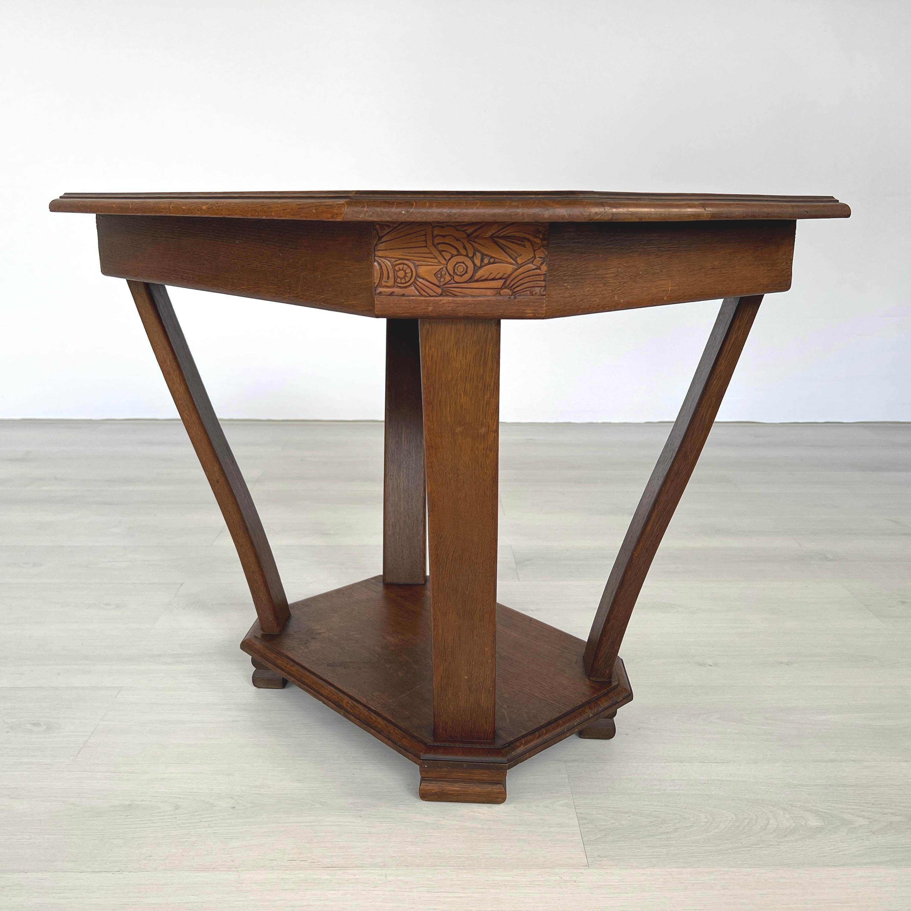 Dimensions: H 26.5” x W 33.7” x D 26.3”

Art Deco pedestal coffee or side table with lower shelf.

Please see our other listings for ideas and matching pieces.

Condition: Condition consistent with age. Please observe the pictures carefully.

Source