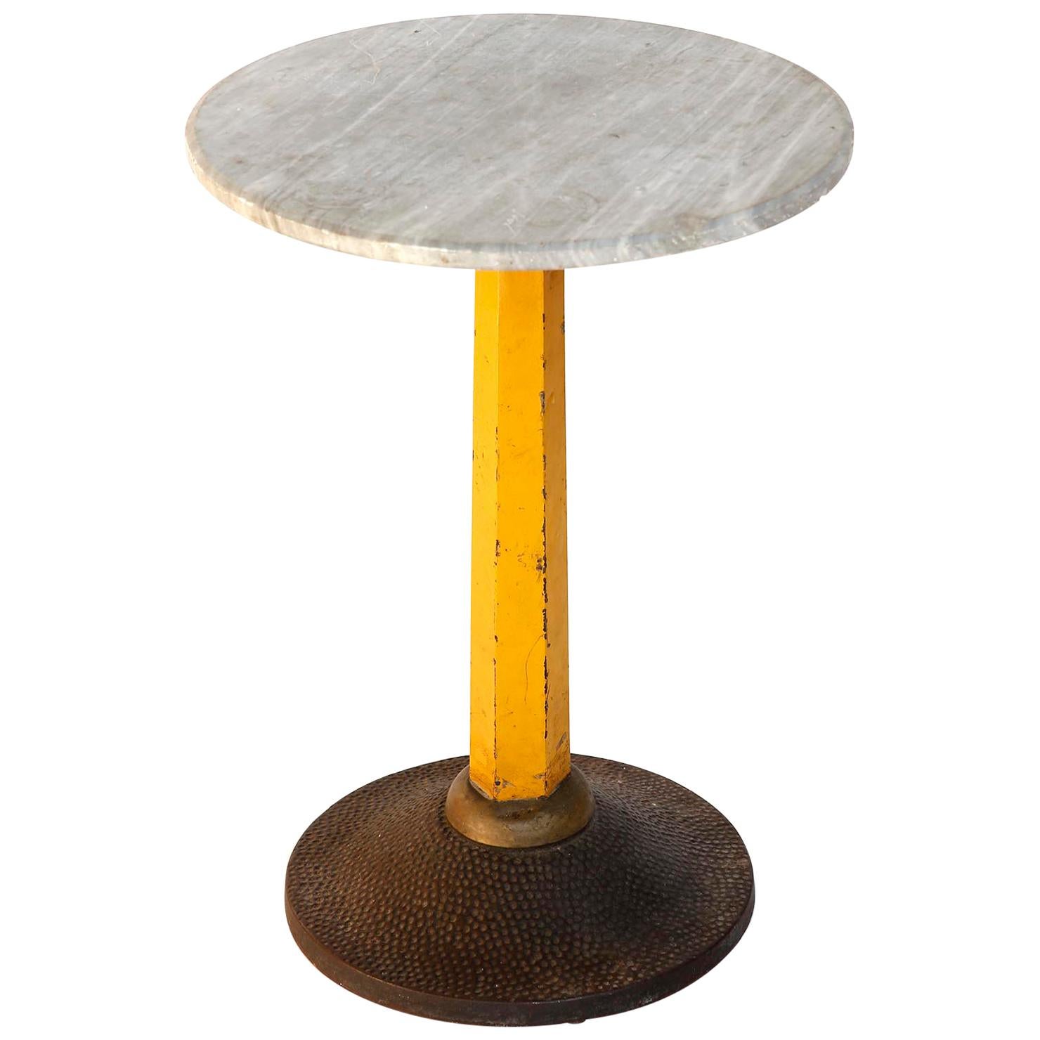 Art Deco Pedestal Table Carl Witzmann, Marble Metal Cast Iron, Austria, 1920s