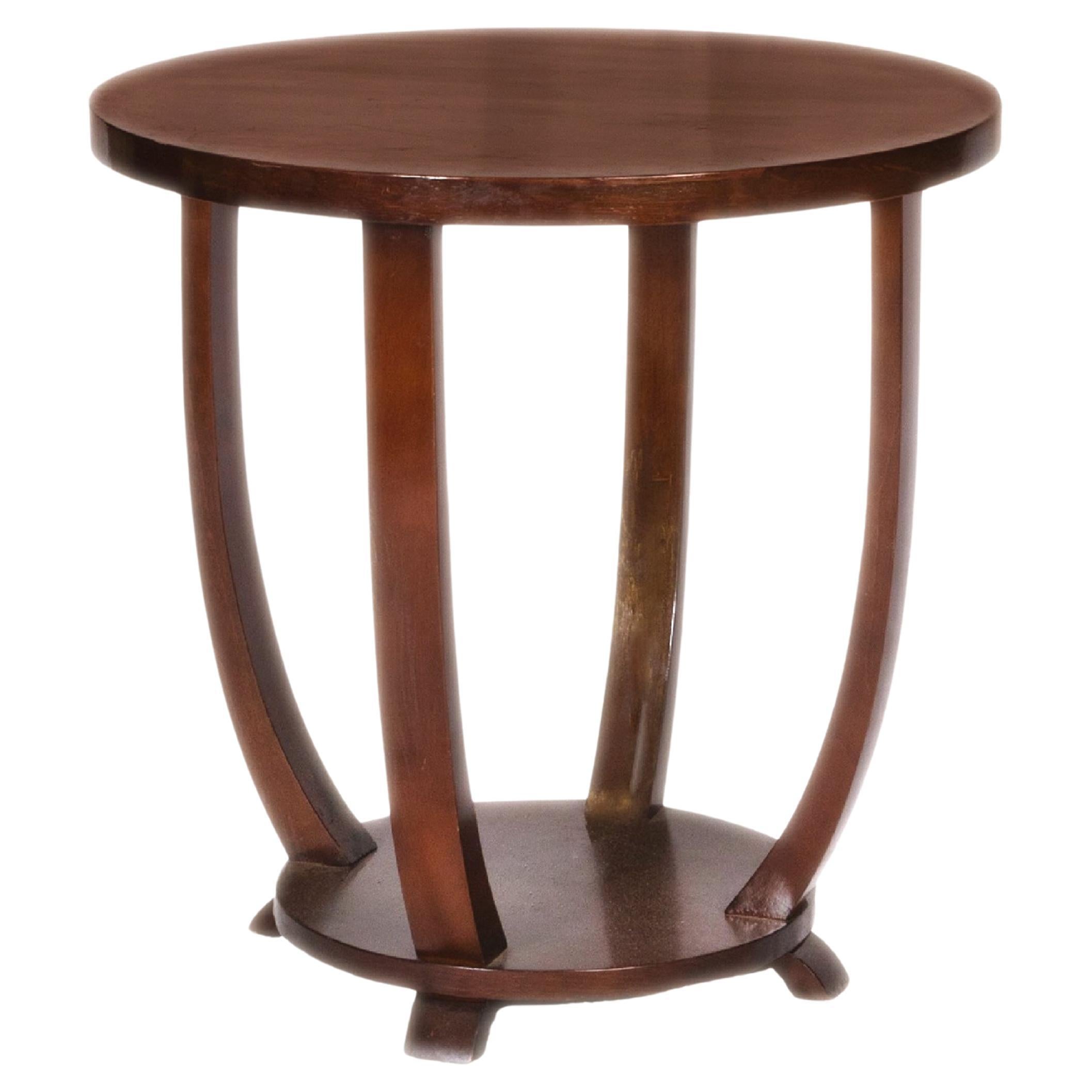  Art Deco Pedestal Table in Walnut, France, 1930s For Sale