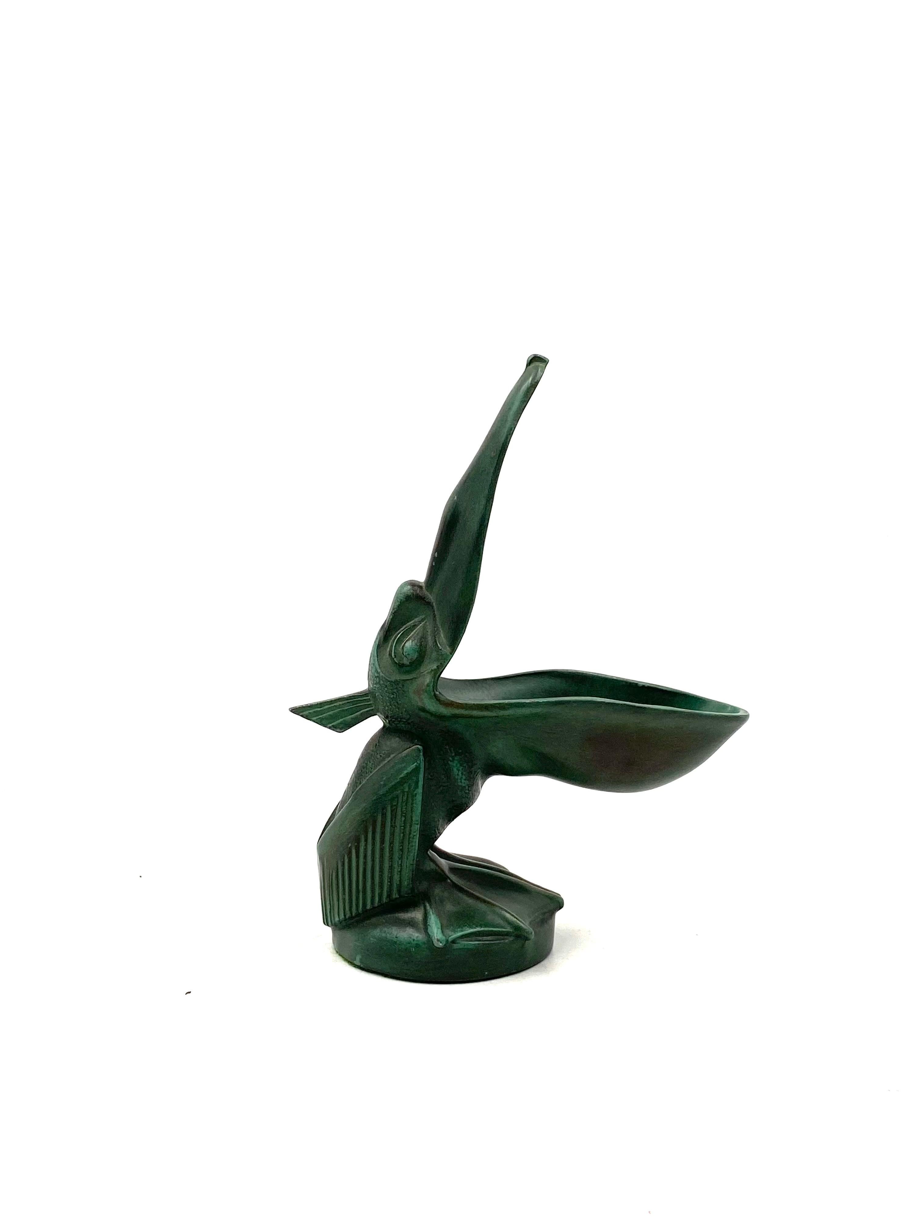 Art Deco pelican bronze cigar ashtray, Max Le Verrier France 1920s 5