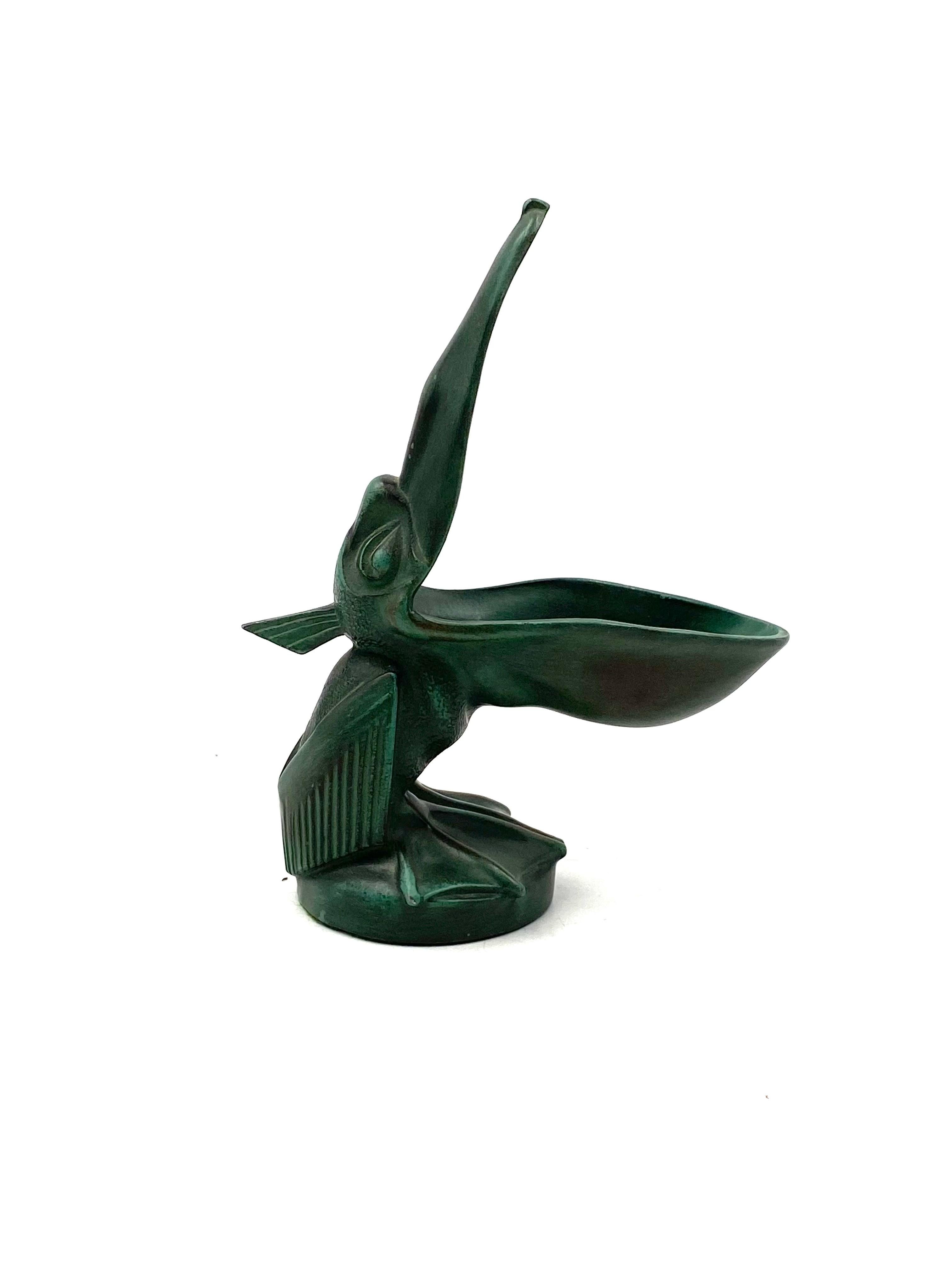 Art Deco pelican bronze cigar ashtray, Max Le Verrier France 1920s 8