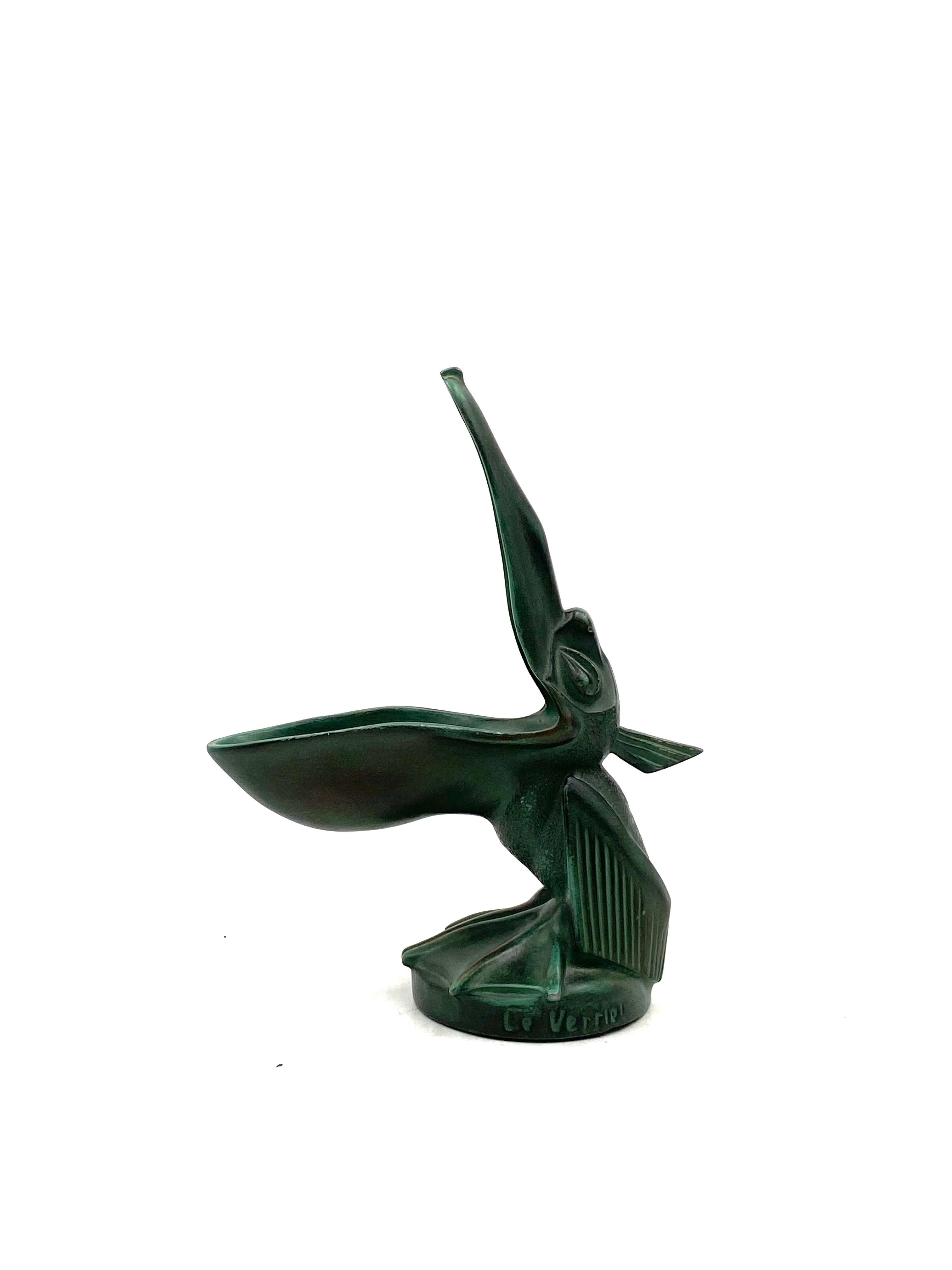 Art Deco pelican bronze cigar ashtray, Max Le Verrier France 1920s For Sale 1