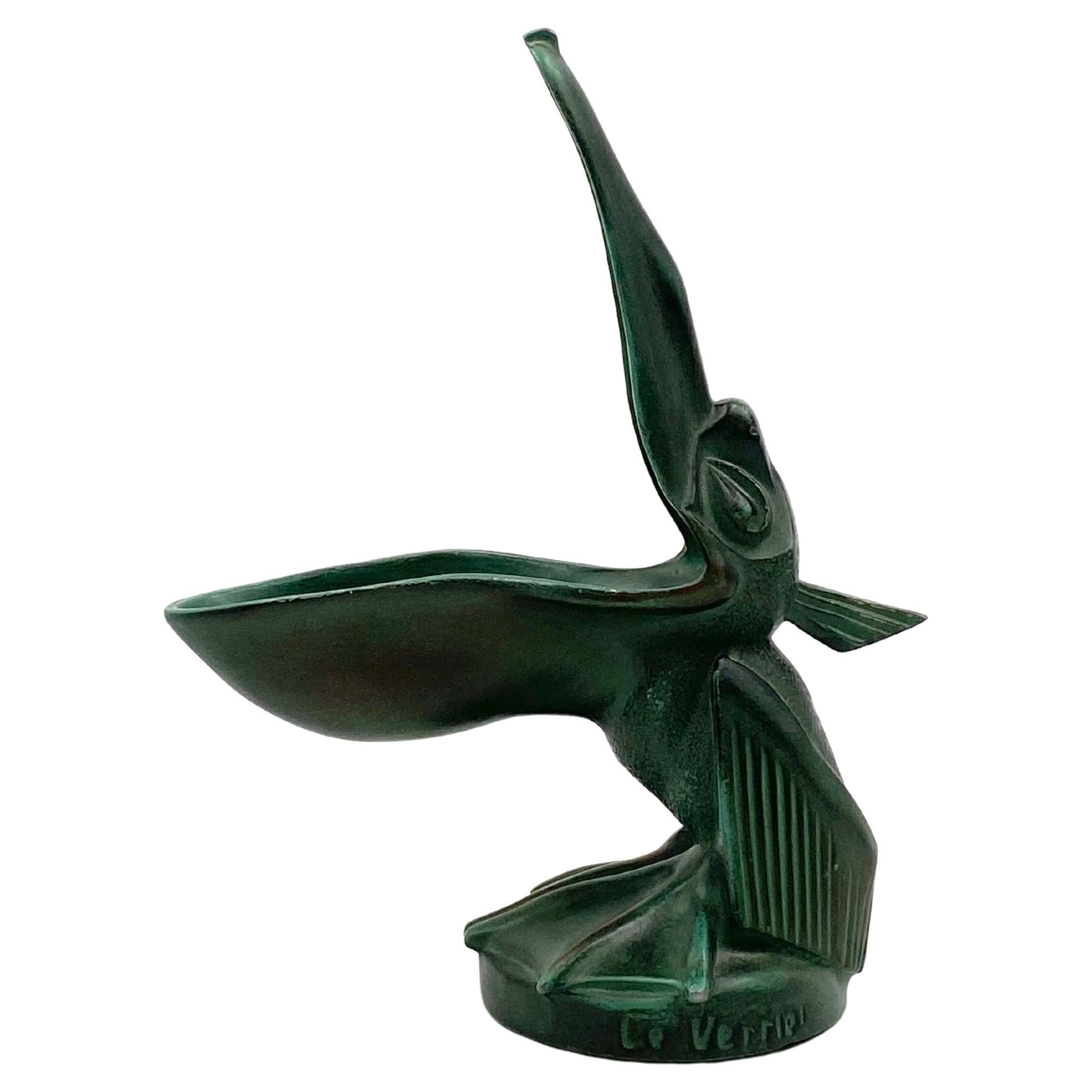Art Deco pelican bronze cigar ashtray, Max Le Verrier France 1920s For Sale