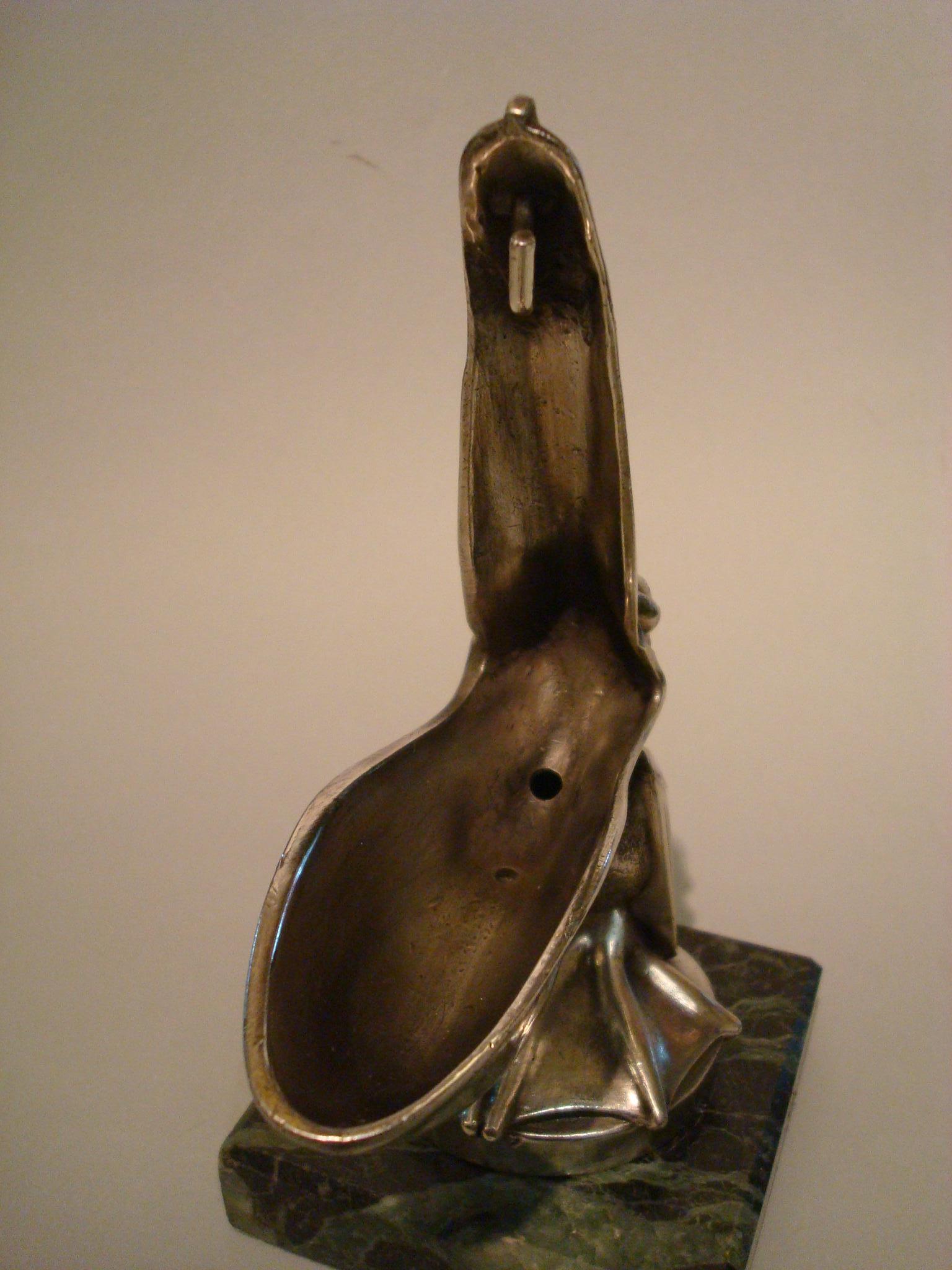 Art Decó Escultura Pelícano Le Verrier Mascota de Coche Pisapapeles Portapaquetes Reloj en venta 1