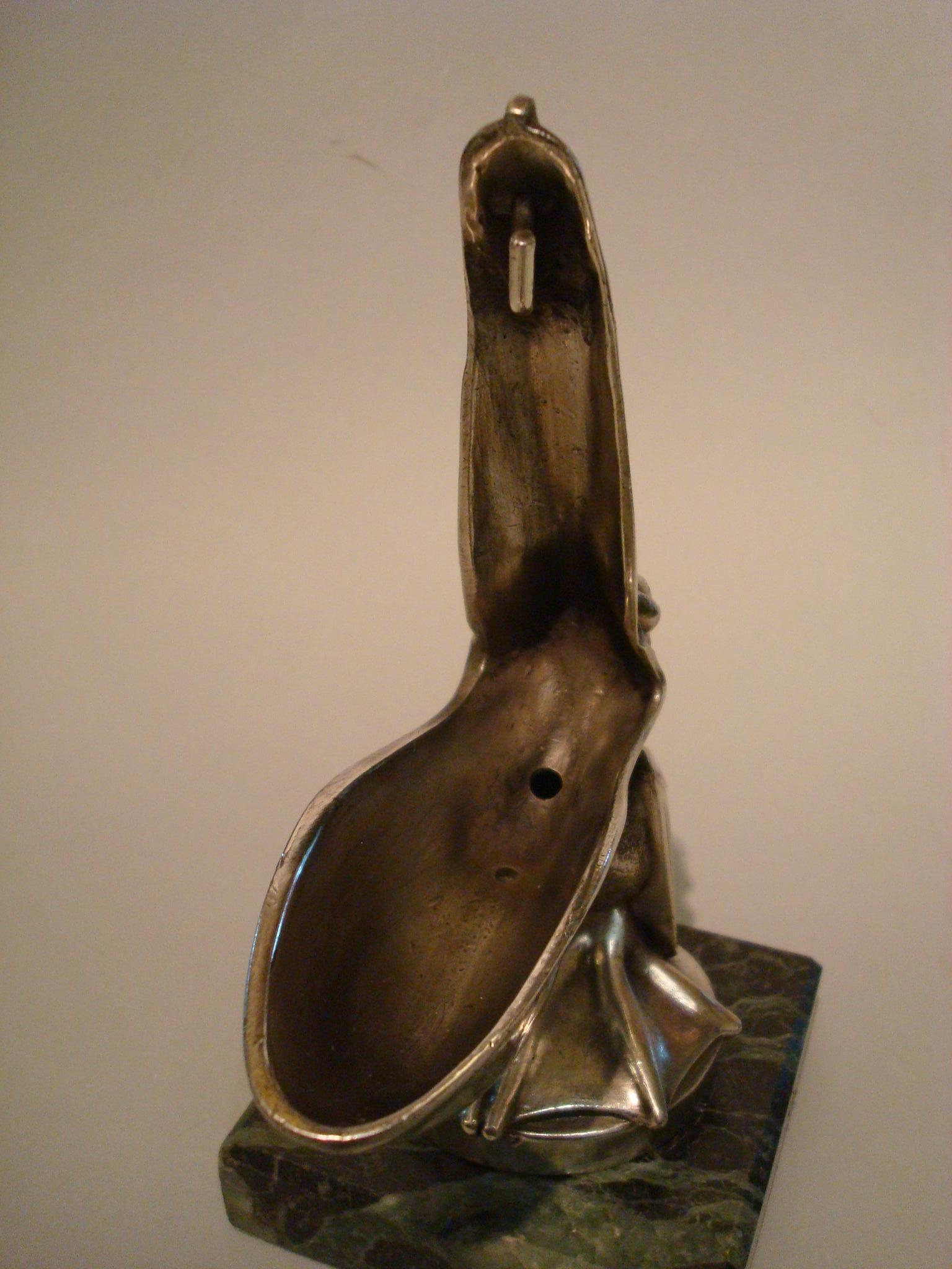 Art Deco Pelican Le Verrier Sculpture Car Mascot Paperweight Packet Watch Holder In Good Condition For Sale In Buenos Aires, Olivos