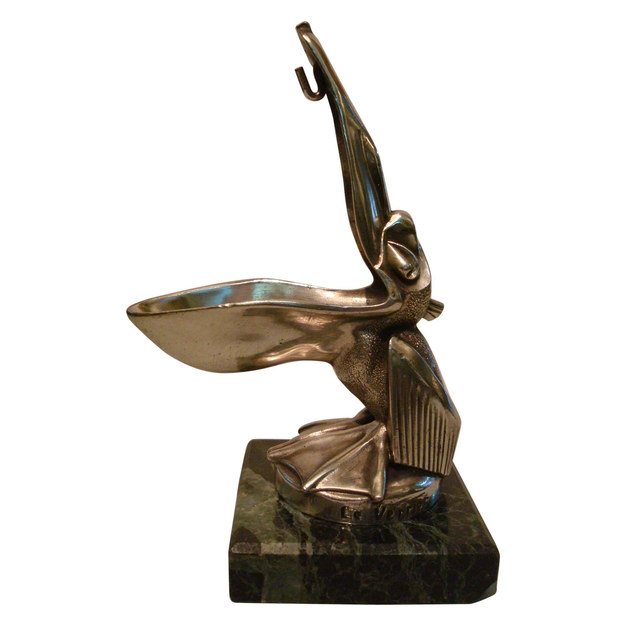 Art Deco Pelican Le Verrier Sculpture Car Mascot Paperweight Packet Watch Holder