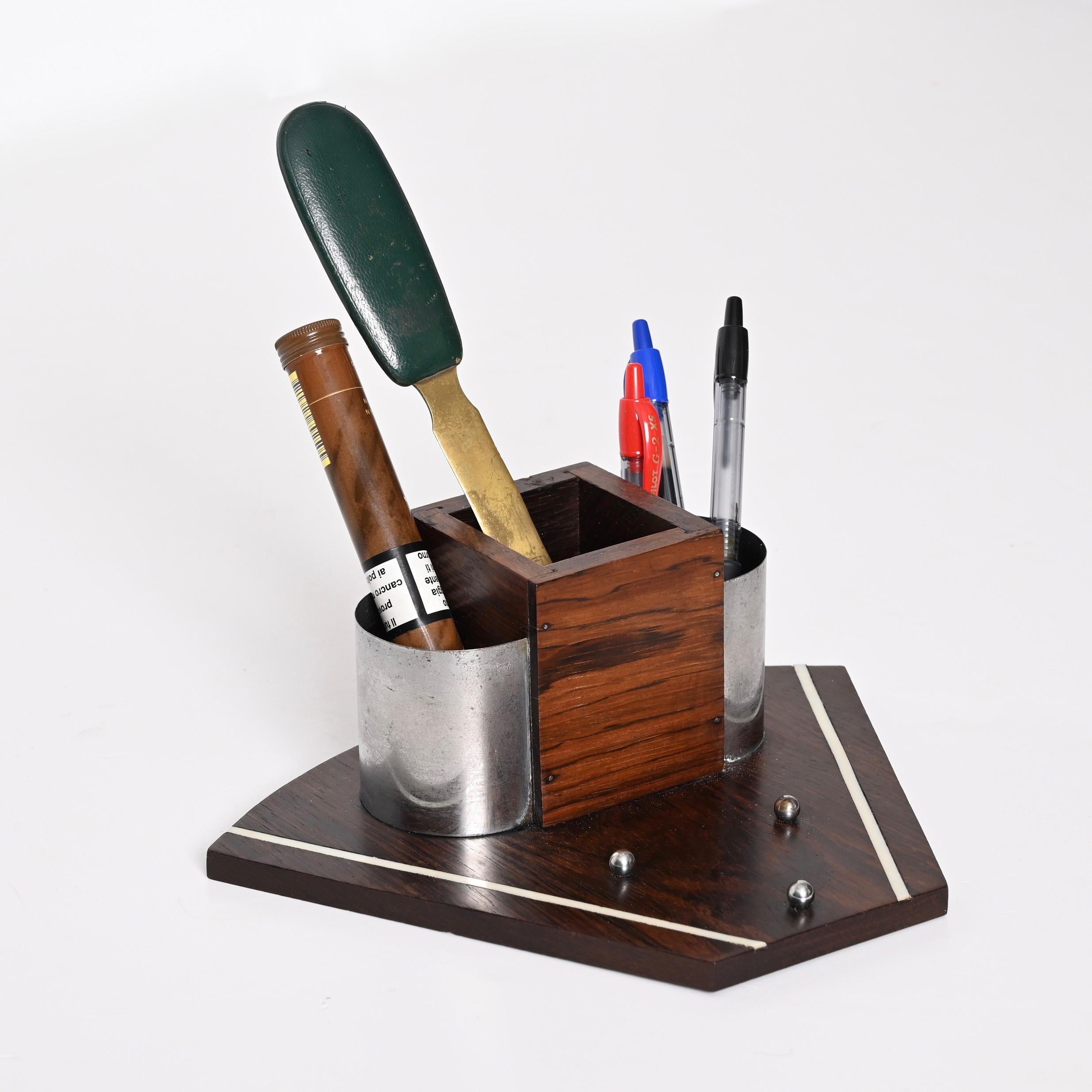 Art Deco Pen Holder in Macassar Wood, Italy Desk Accessory from the 1930s For Sale 6