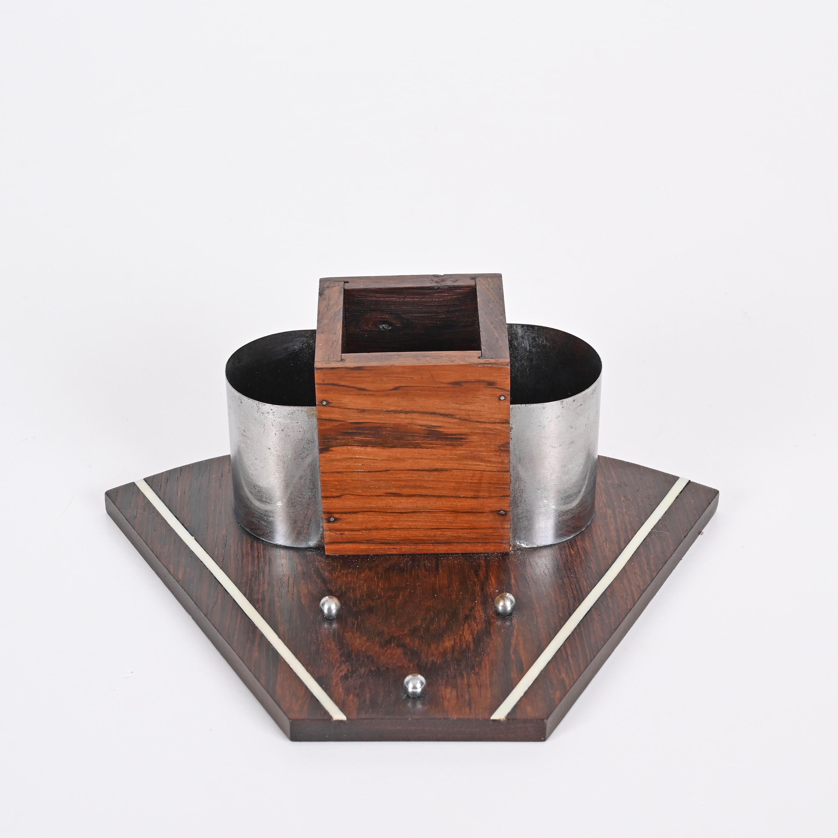 Art Deco Pen Holder in Macassar Wood, Italy Desk Accessory from the 1930s For Sale 7