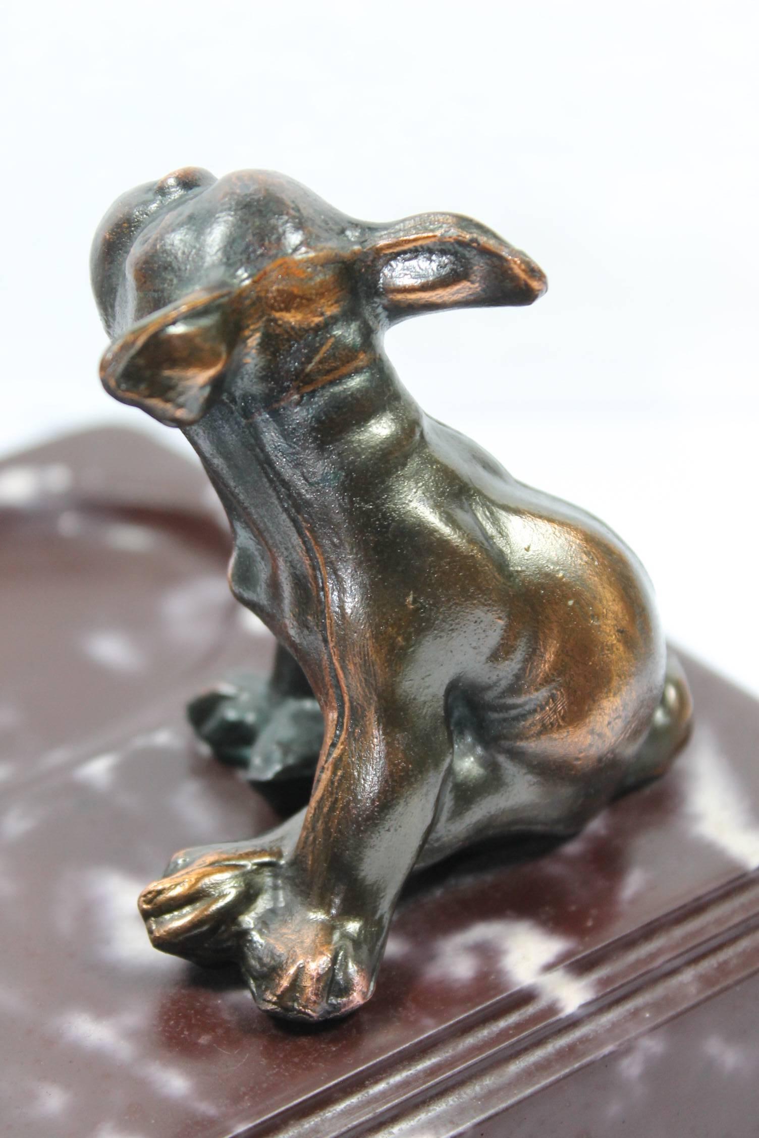 Bronze Art Deco Pen Holder French Bulldog, 1940s For Sale