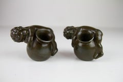 Portapenne Art Deco in metallo disko di Just Andersen, 1930. Set di 2.