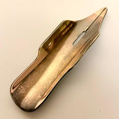 Art Deco Pencil-Shaped Steel Pen Tray with Gilt Details, circa 1920s