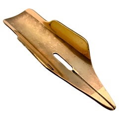 Art Deco Pencil-Shaped Steel Pen Tray with Gilt Details, circa 1920s