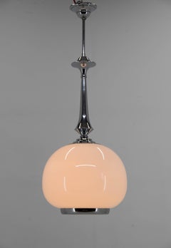Art-déco-Pendelleuchte, 1940er-Jahre, restauriert