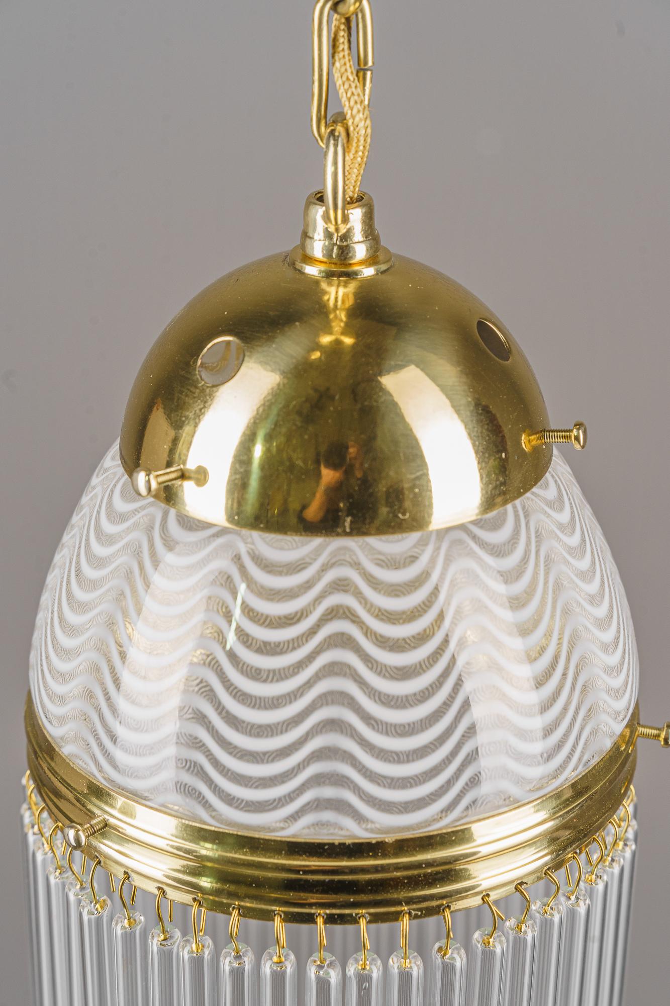 Art Deco pendant around 1920s with opaline glass shade vienna 1920s For Sale 3
