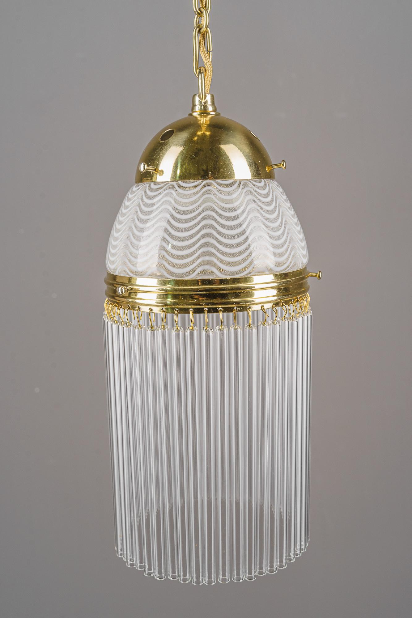 Art Deco pendant around 1920s with opaline glass shade vienna 1920s For Sale 4