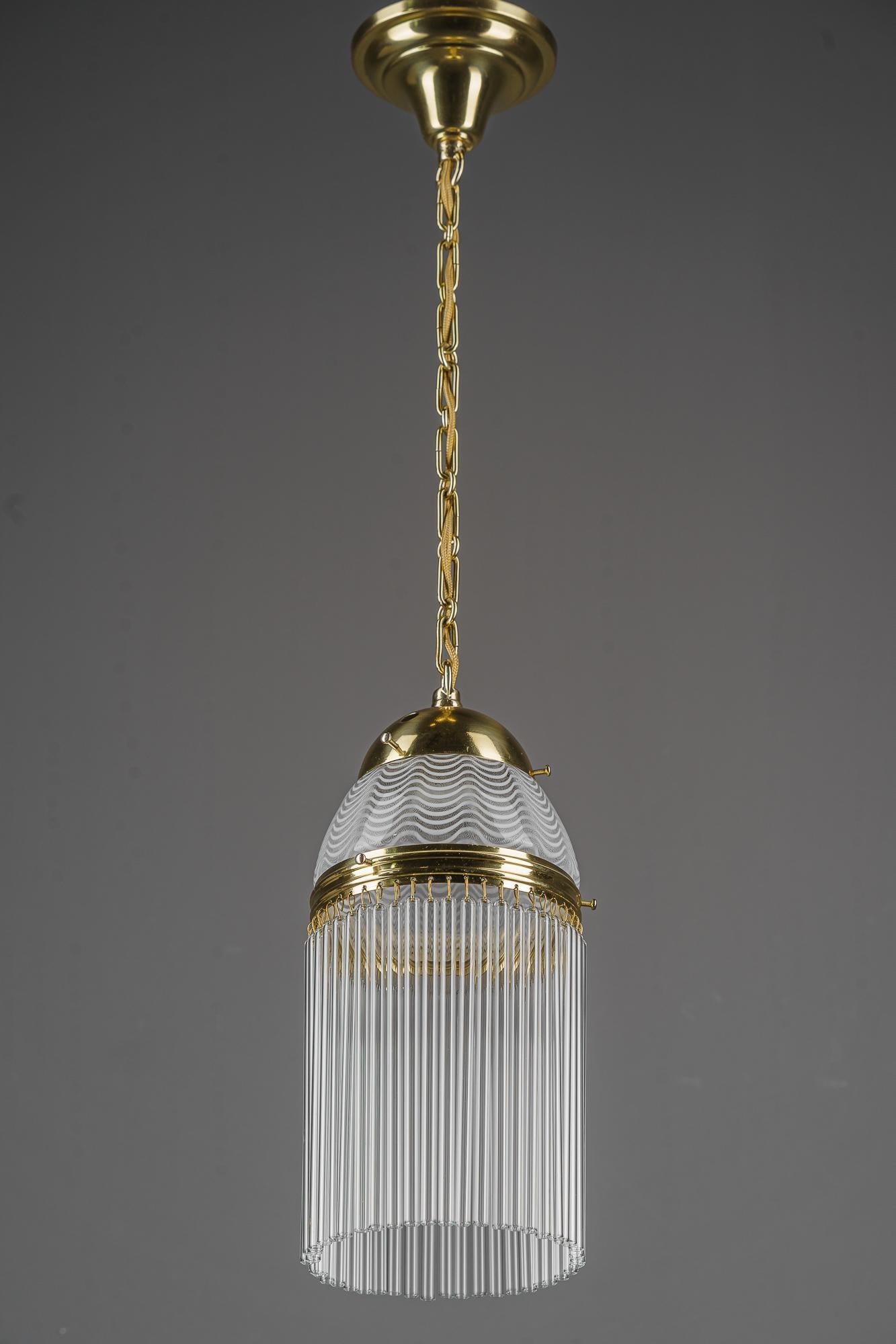 Austrian Art Deco pendant around 1920s with opaline glass shade vienna 1920s For Sale