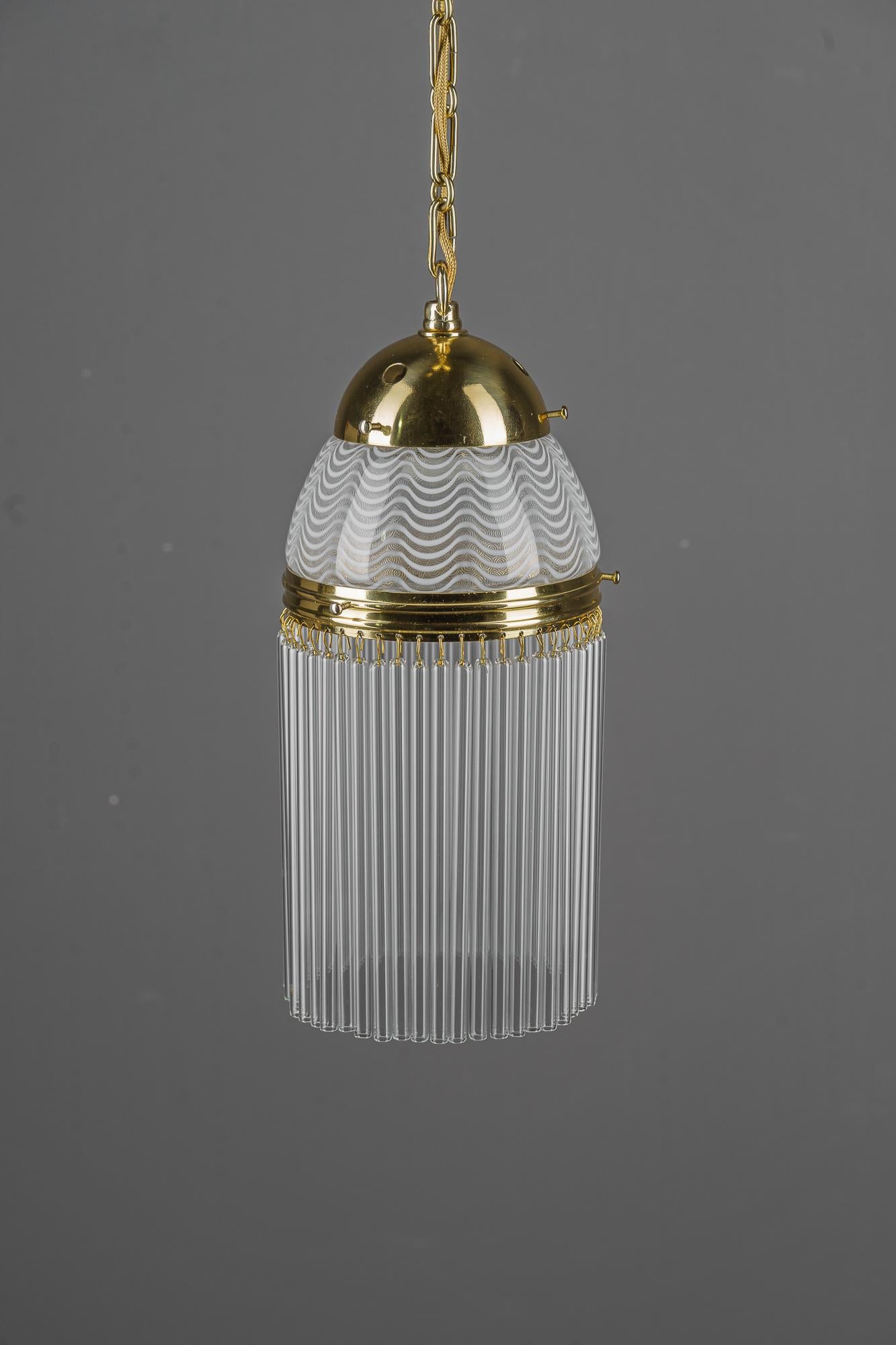 Lacquered Art Deco pendant around 1920s with opaline glass shade vienna 1920s For Sale