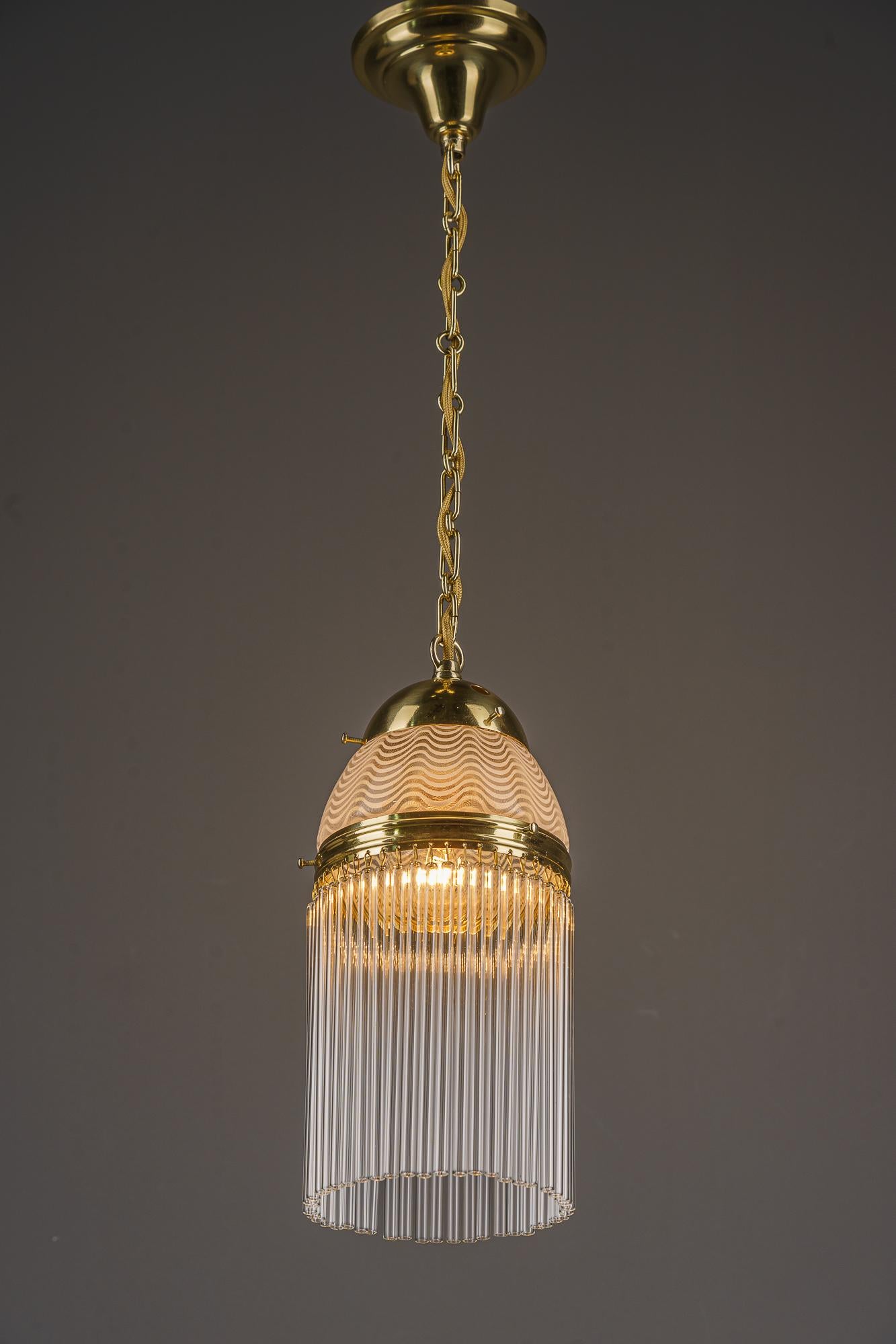 Early 20th Century Art Deco pendant around 1920s with opaline glass shade vienna 1920s For Sale