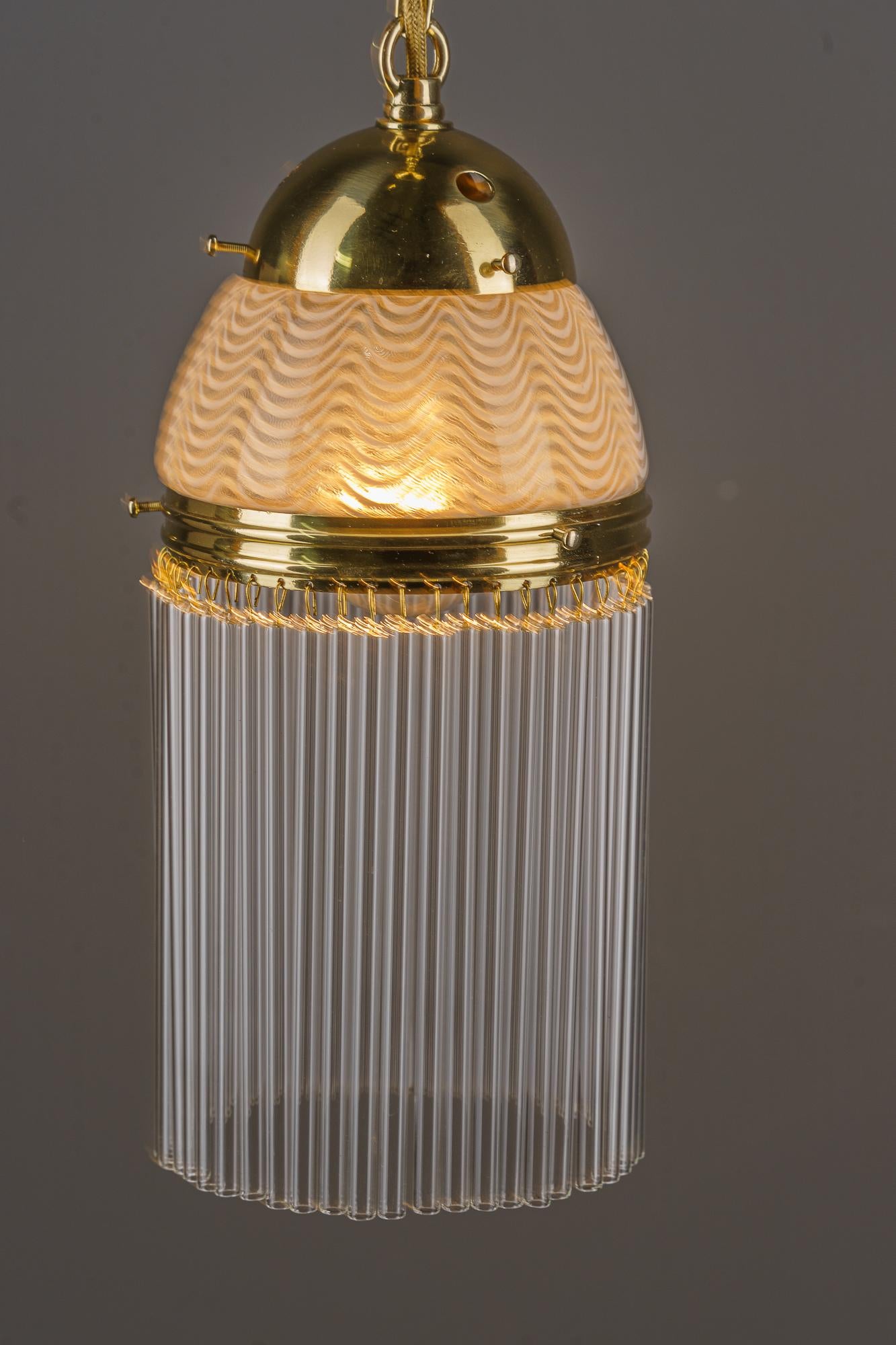 Art Deco pendant around 1920s with opaline glass shade vienna 1920s For Sale 1