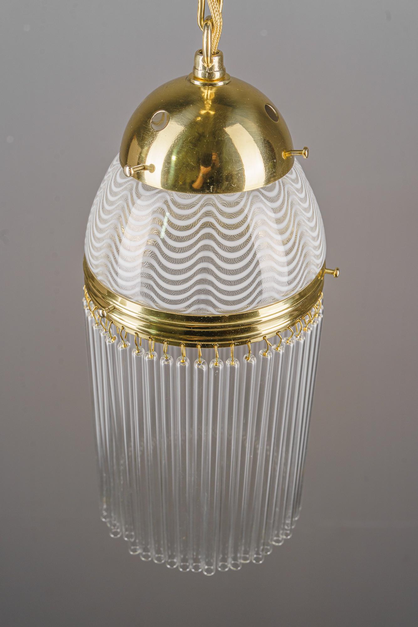Art Deco pendant around 1920s with opaline glass shade vienna 1920s For Sale 2