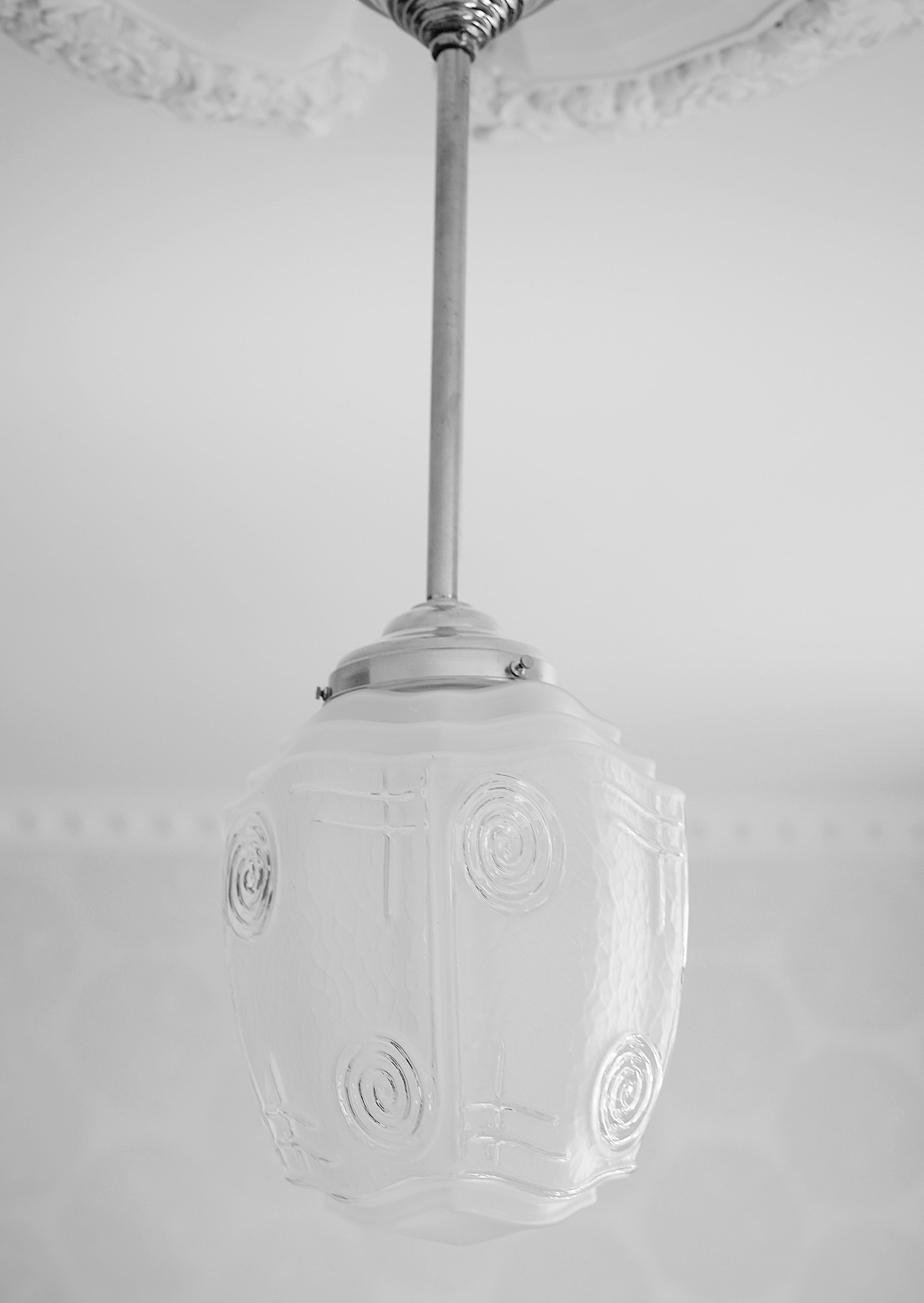 Satinato Lampadario a sospensione Art Déco, 1920 in vendita