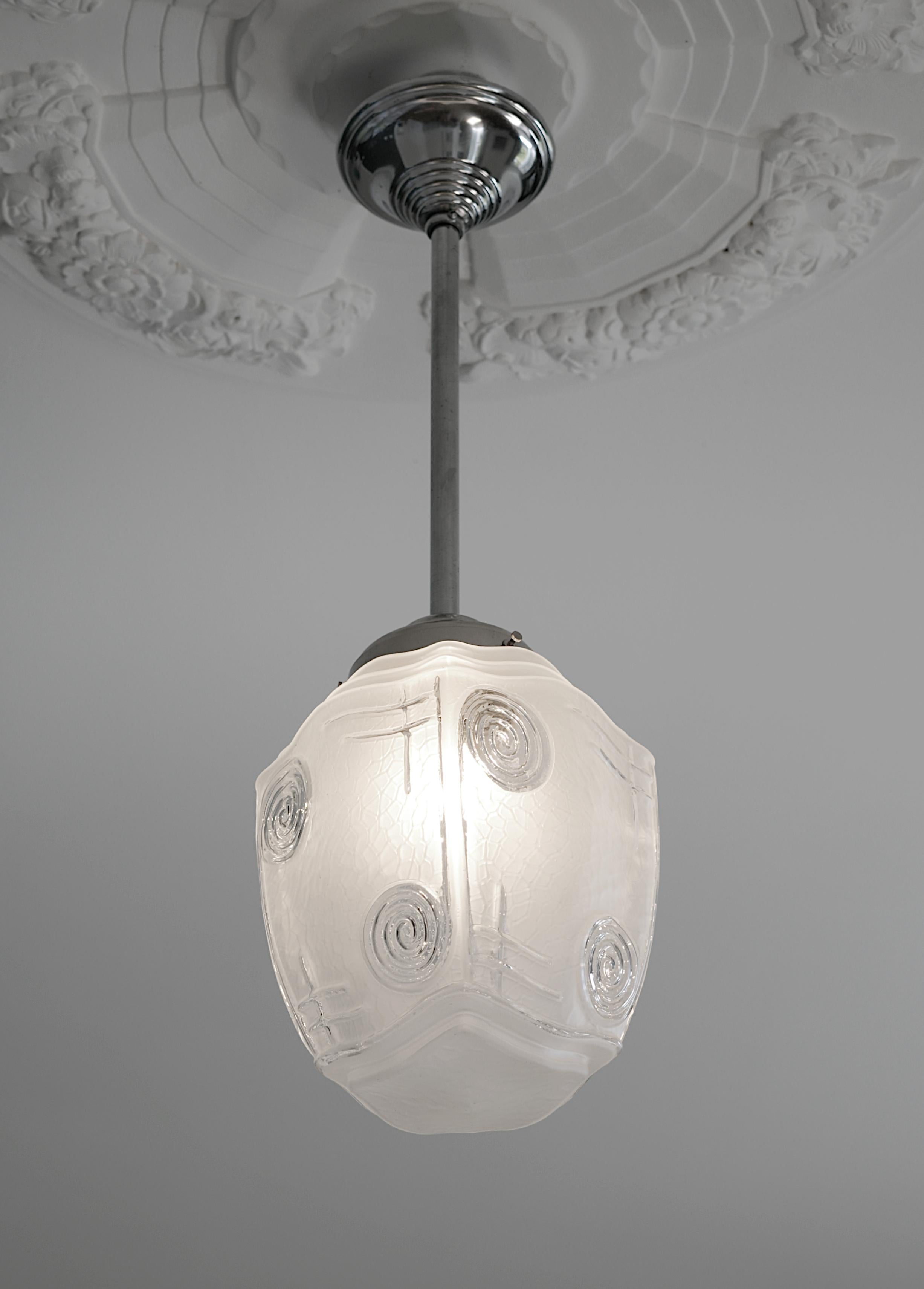Lampadario a sospensione Art Déco, 1920 In condizioni ottime in vendita a Saint-Amans-des-Cots, FR