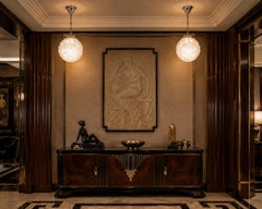 Lustres suspendus Art Déco par Degué, verre dépoli et laiton, années 1920