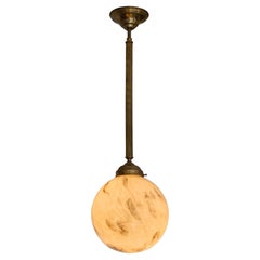 Art Deco Pendant in Brass and Marbled Glass, De La Mar Theatre, 1940s
