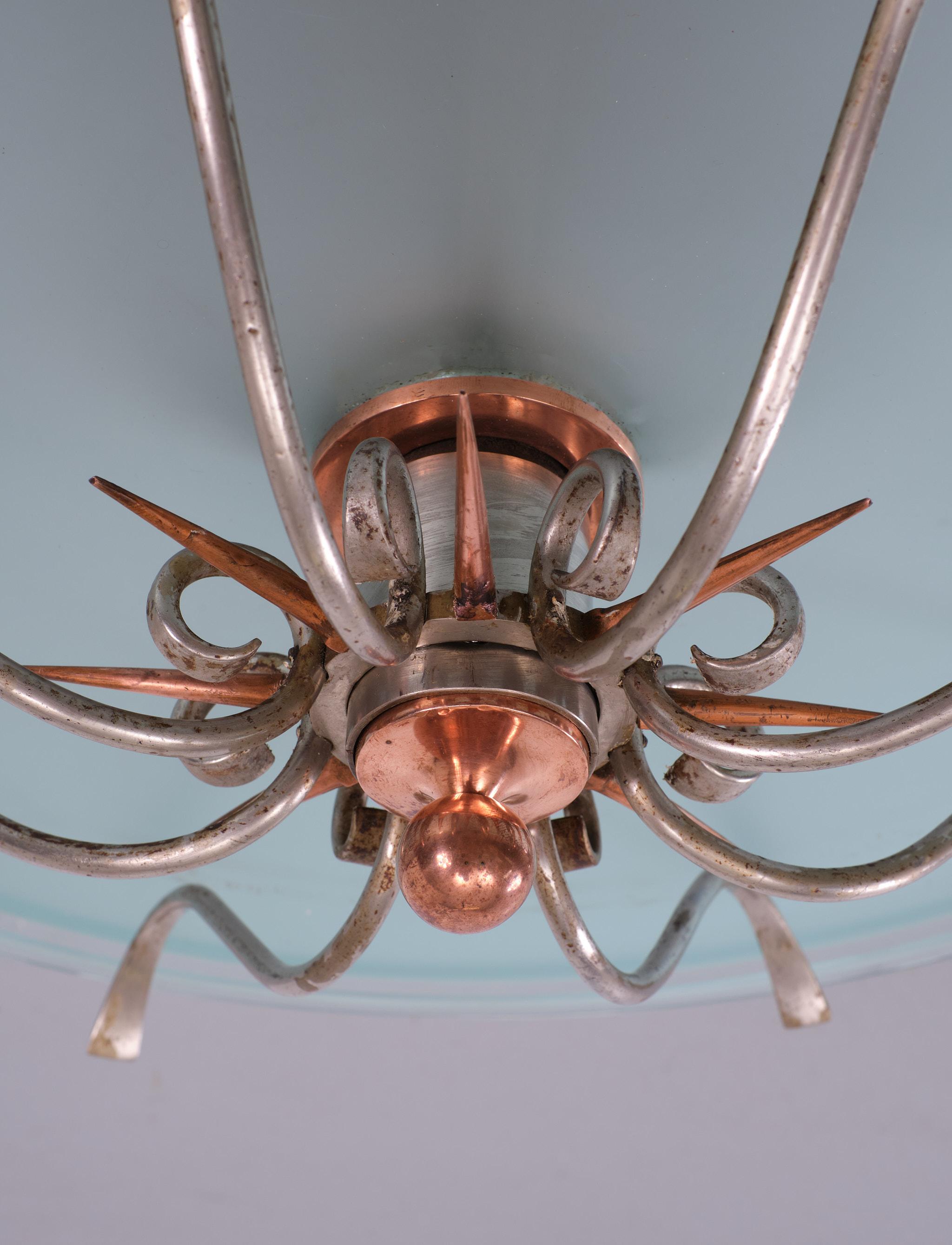 Copper Art Deco Pendant lamp attrib  Willem H Gispen  1920s Holland  For Sale