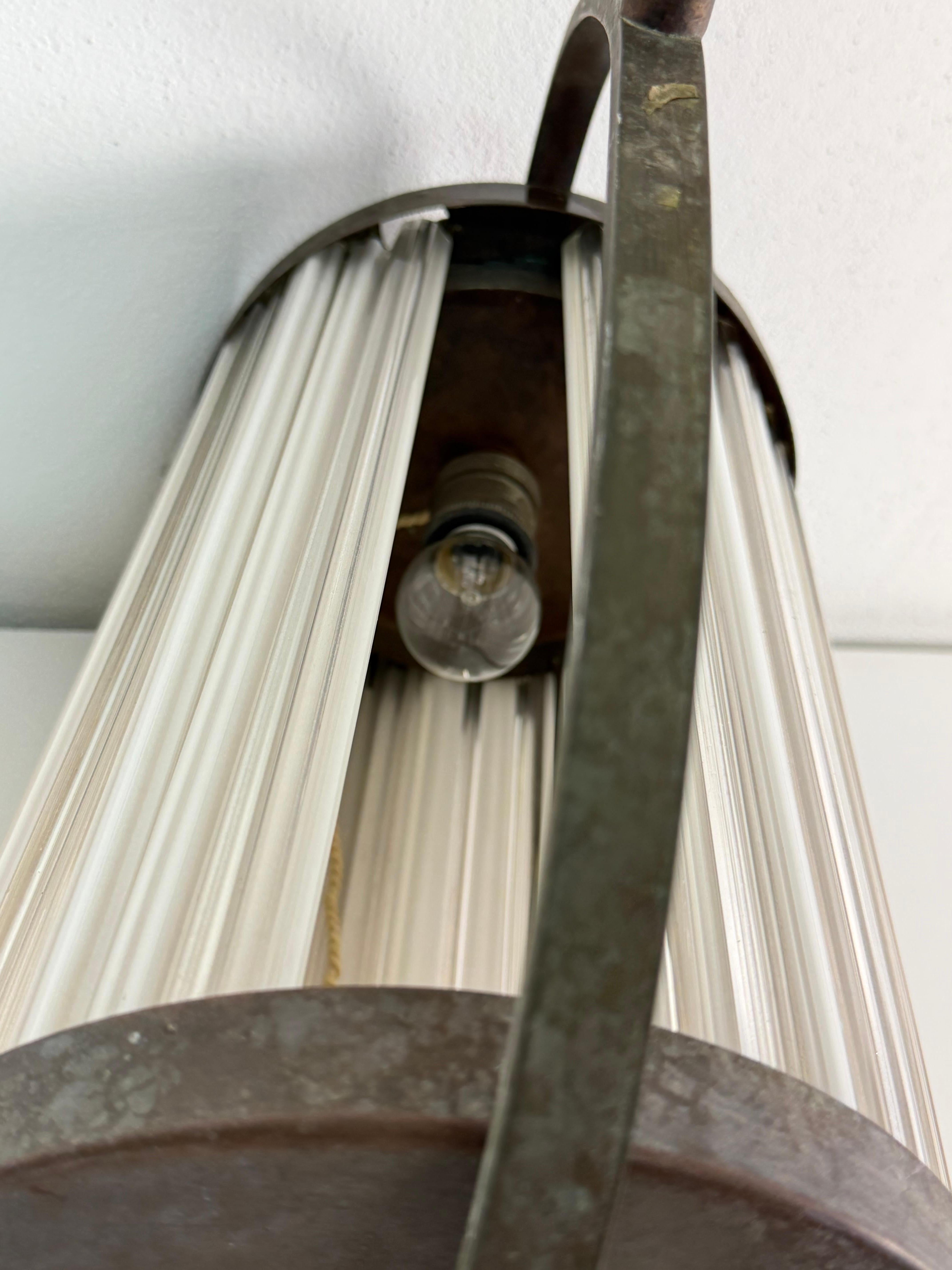 Lámpara colgante Art Déco de cobre y cristal de Murano, años 40 en venta 4