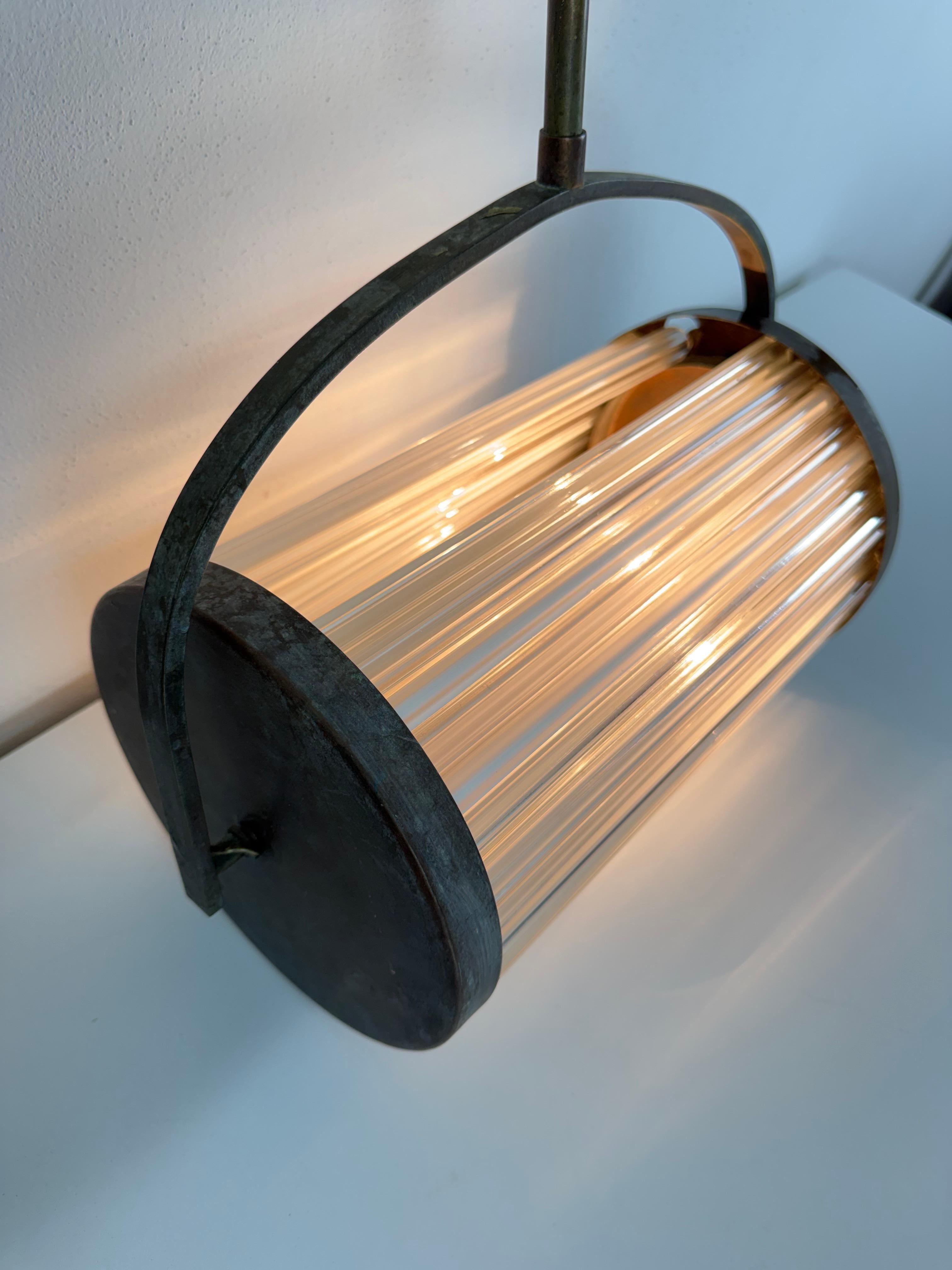 Lámpara colgante Art Déco de cobre y cristal de Murano, años 40 en venta 10