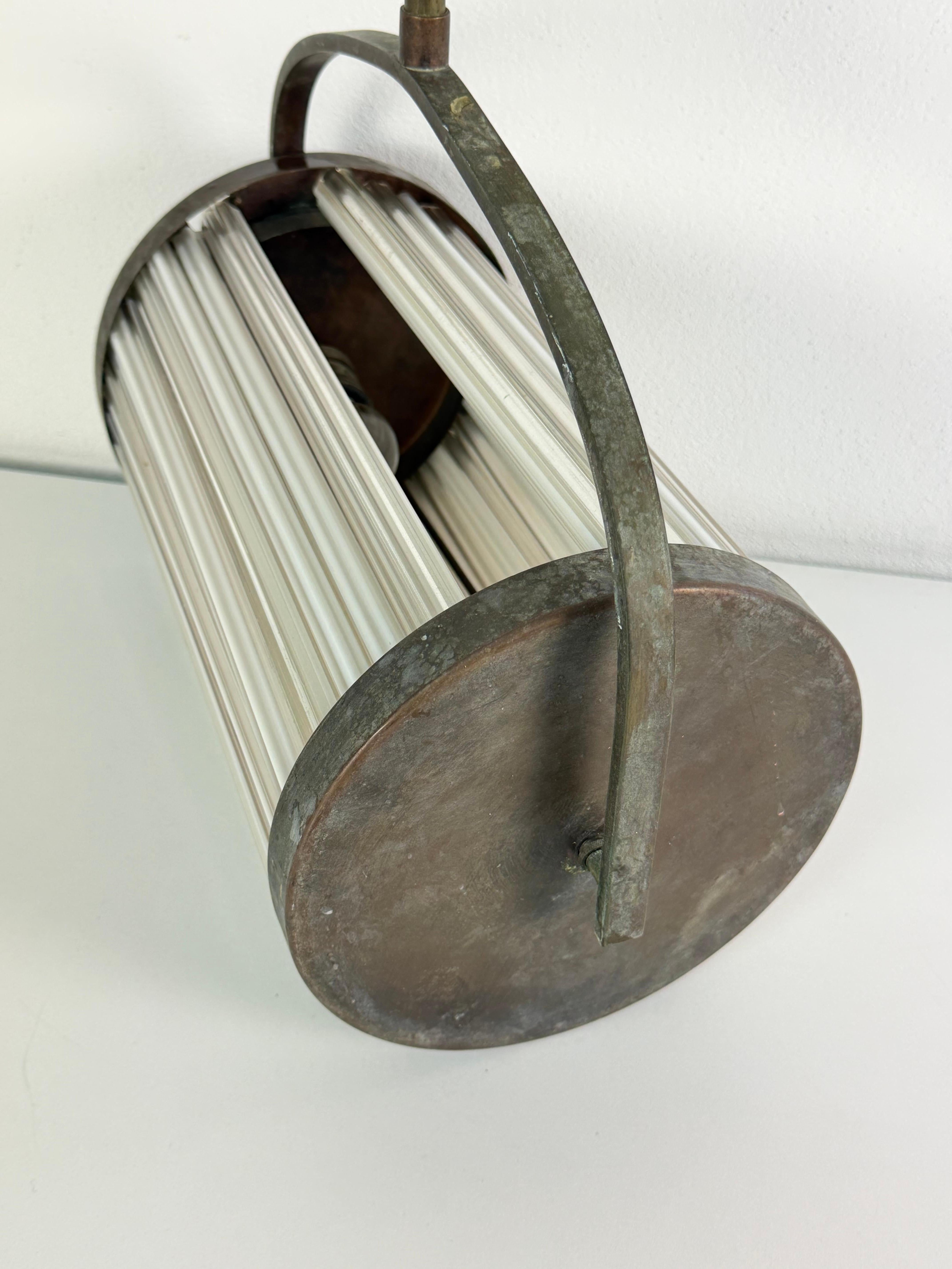 Lámpara colgante Art Déco de cobre y cristal de Murano, años 40 en venta 3