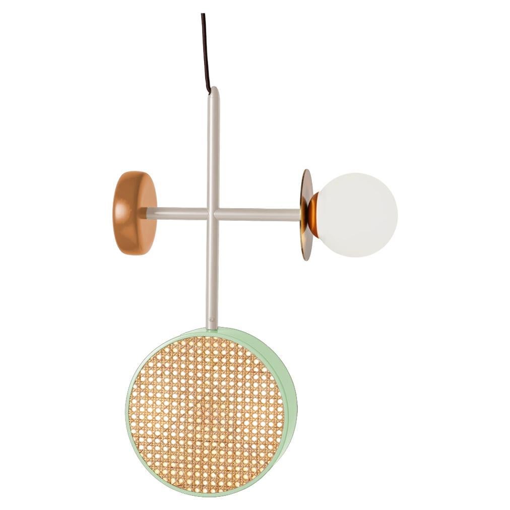 Lampe à suspension Art Déco Monaco III en taupe, poudre et couleur rêve avec laiton en vente