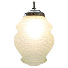 Vintage Art Deco pendant lamp with green glass shade, France ca. 1940