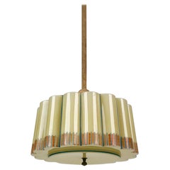 Art Deco Pendant Lamp with Hand Colored Details and Passementerie