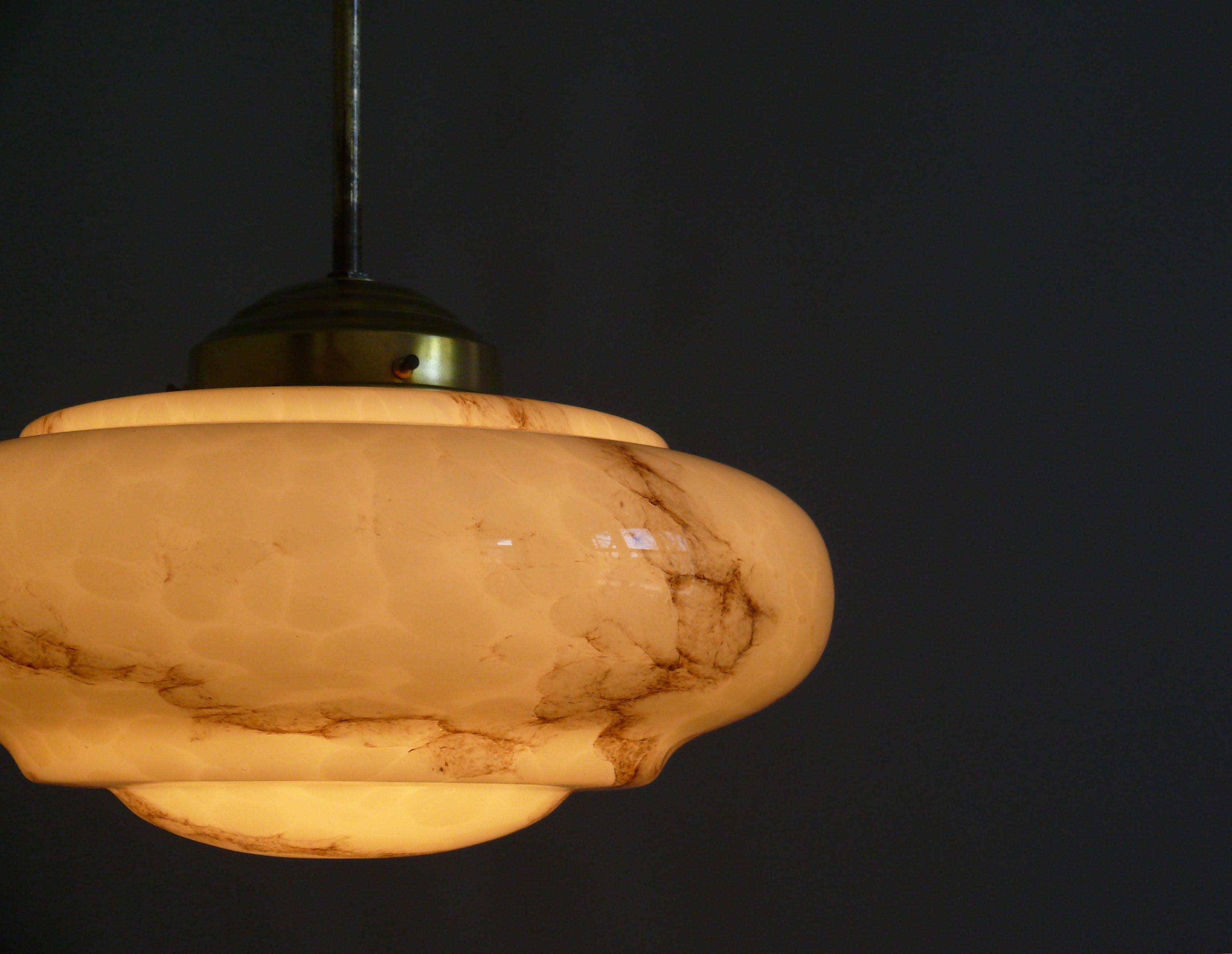 Metal Art Déco Pendant Light, 1930s - 1940s