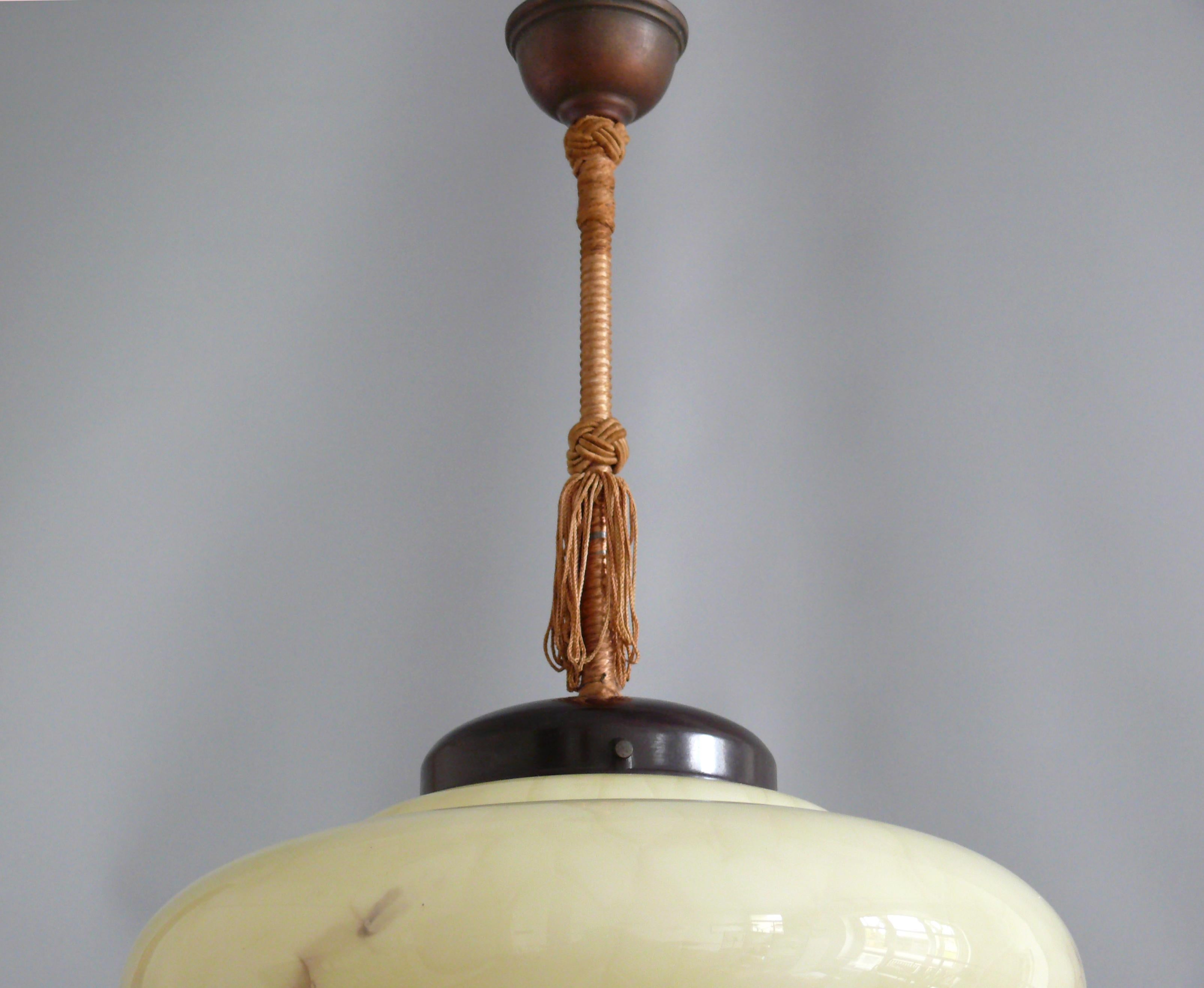Metal Art Déco Pendant Light, 1930s - 1940s