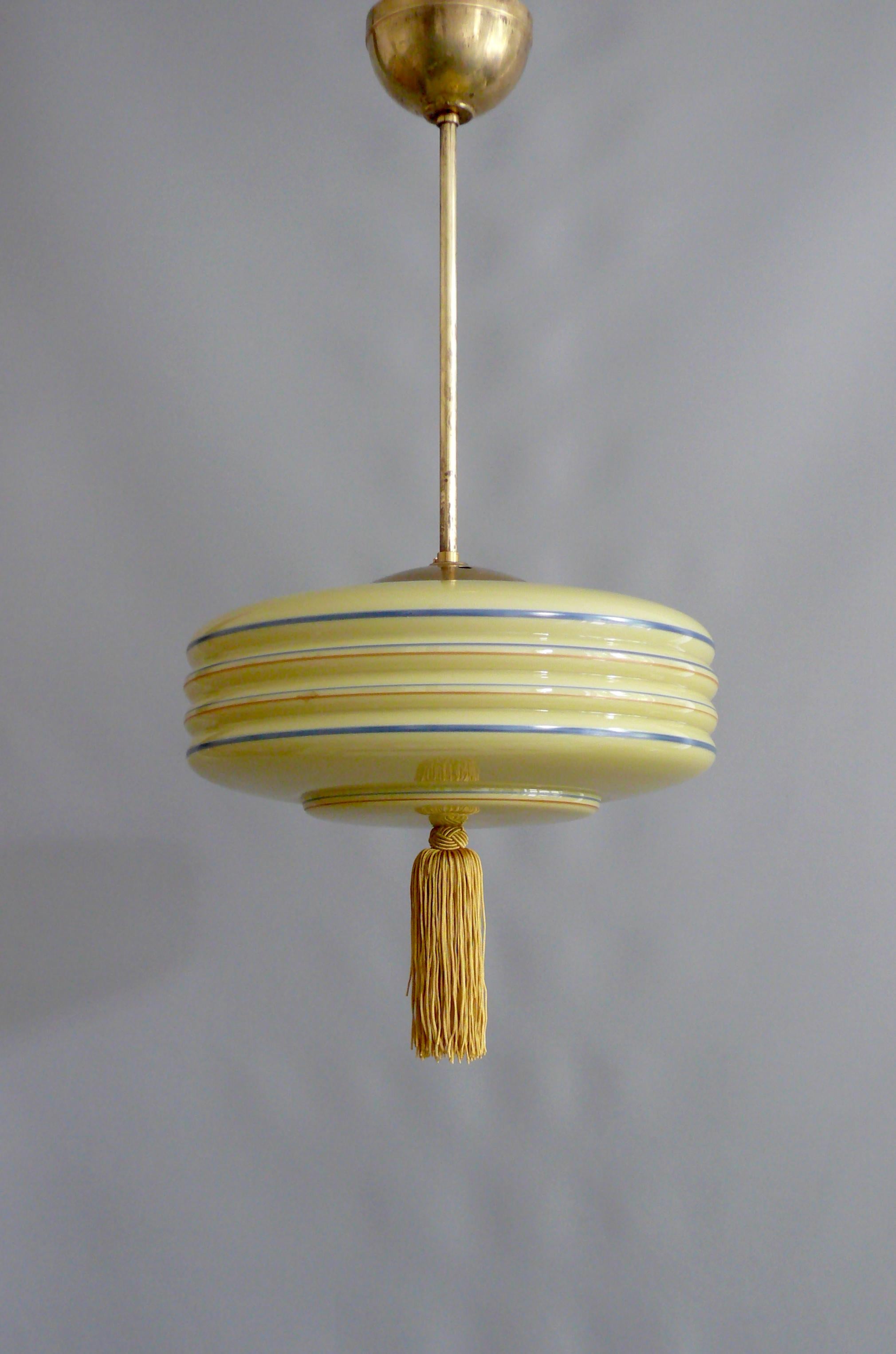 Metal Art Déco Pendant Light, 1930s - 1940s For Sale