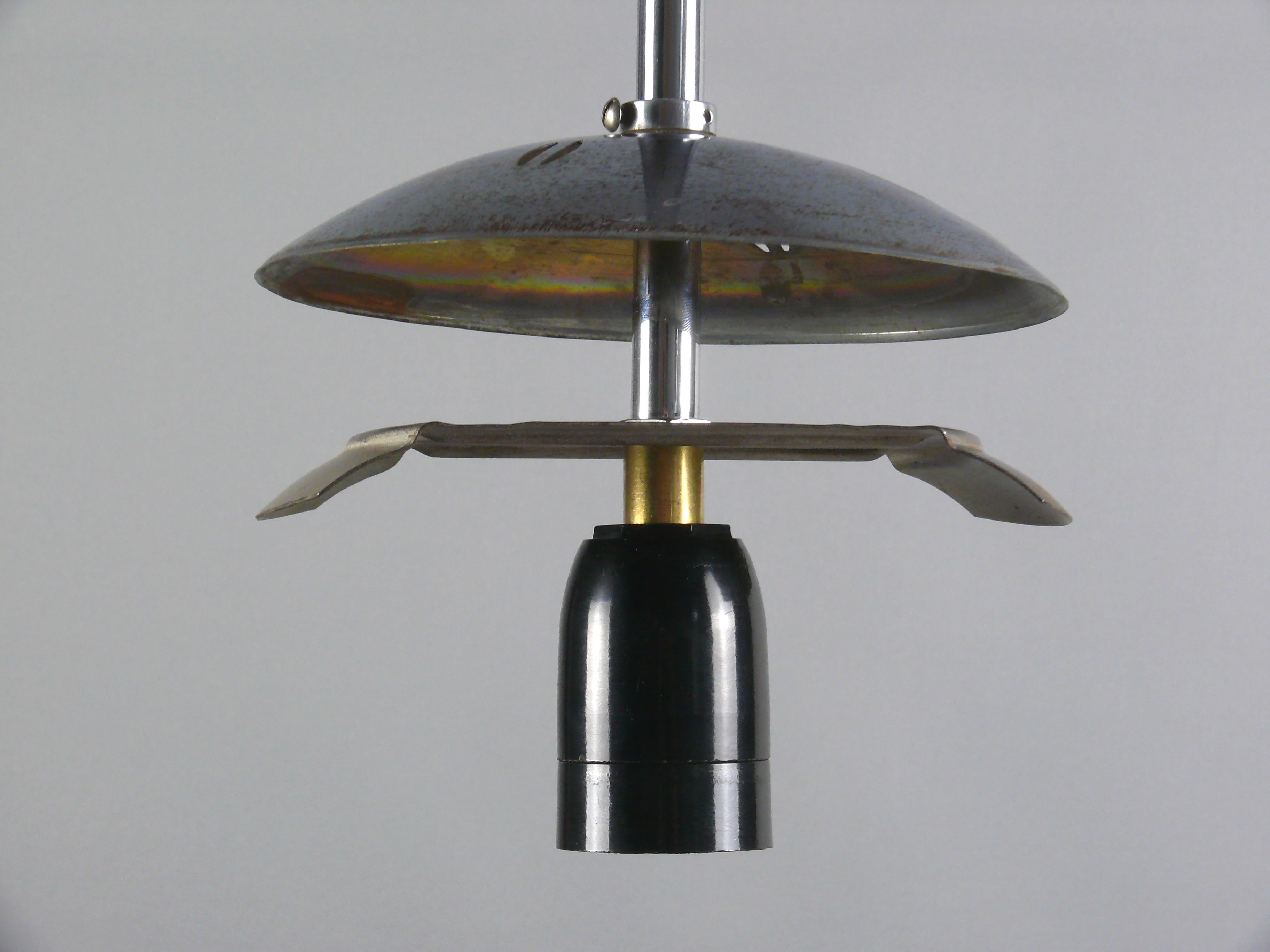 Metal Art Déco Pendant Light, 1930s