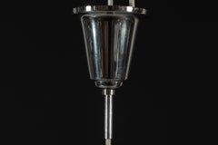 Art Deco Pendant Light Ball-Shaped Light Yellow Shade + Chrome, Denmark, 1930s