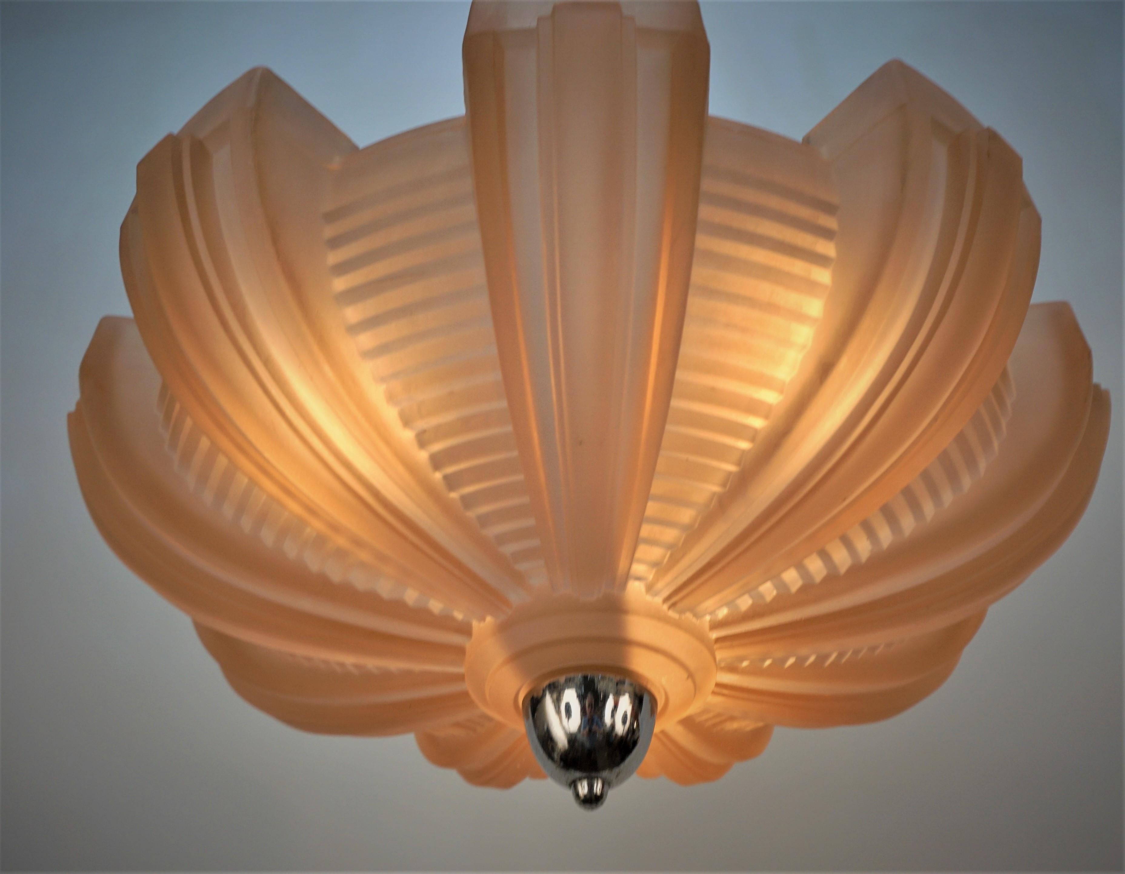 French Art Deco Pendant Light by Petitot