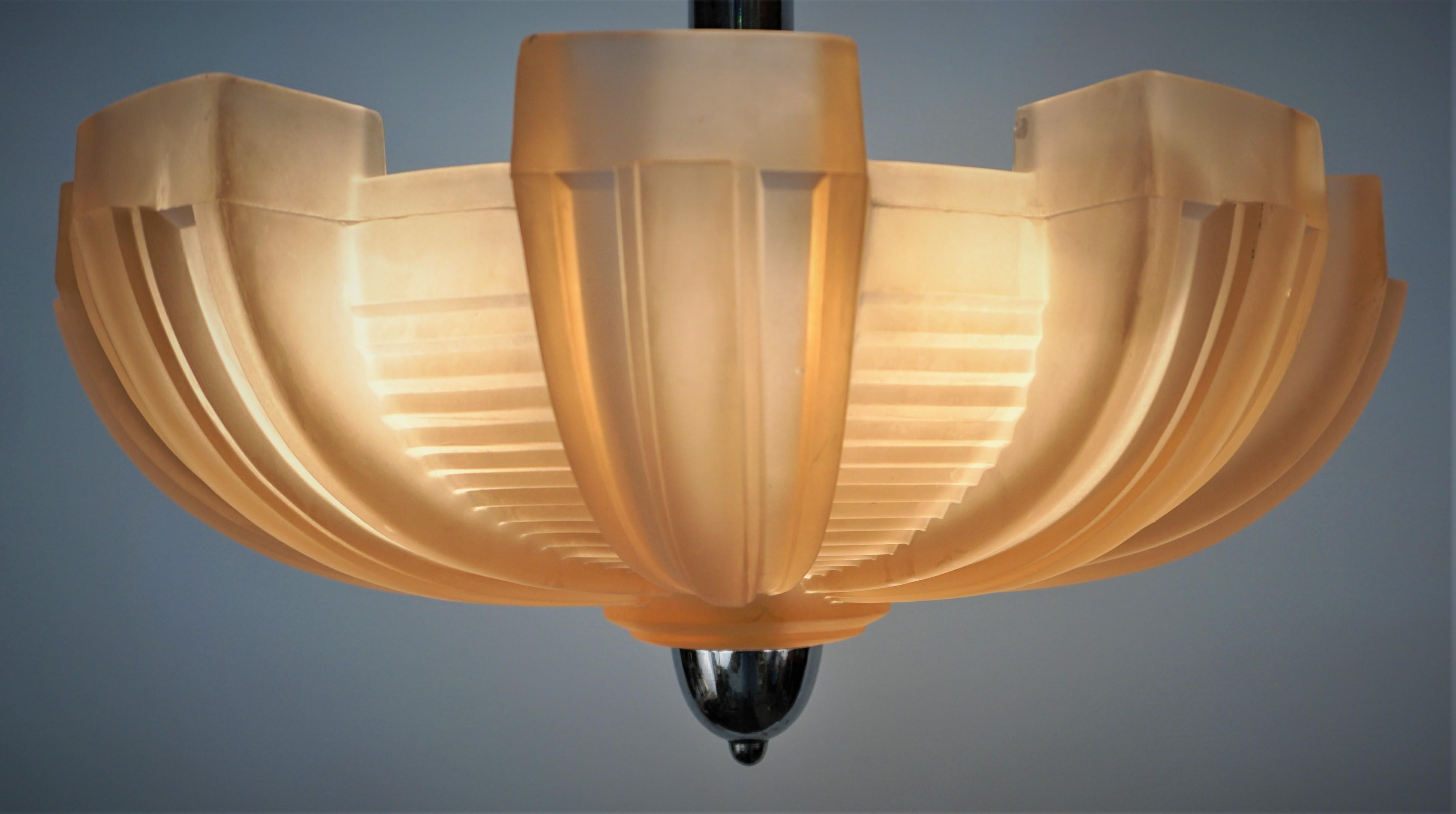 Glass Art Deco Pendant Light by Petitot