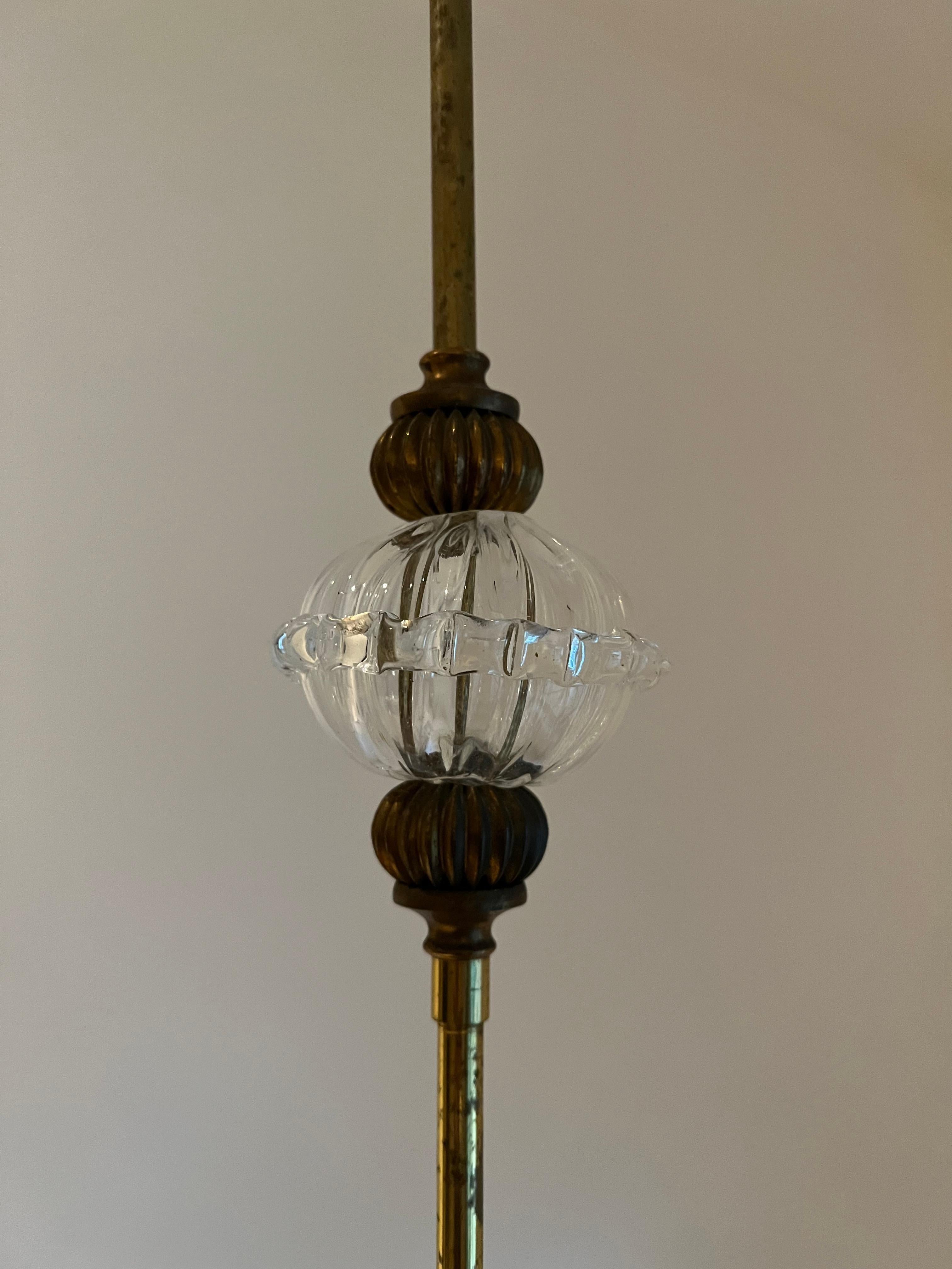 Art Deco Pendant Light, circa 1930 by Seguso in Murano Glass, Italy For Sale 2