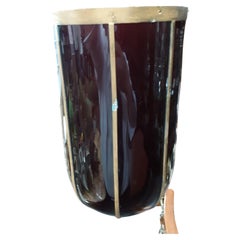 Art Deco Pendant Light Set of 2 Red Glass with Electric Wiring, circa 1985