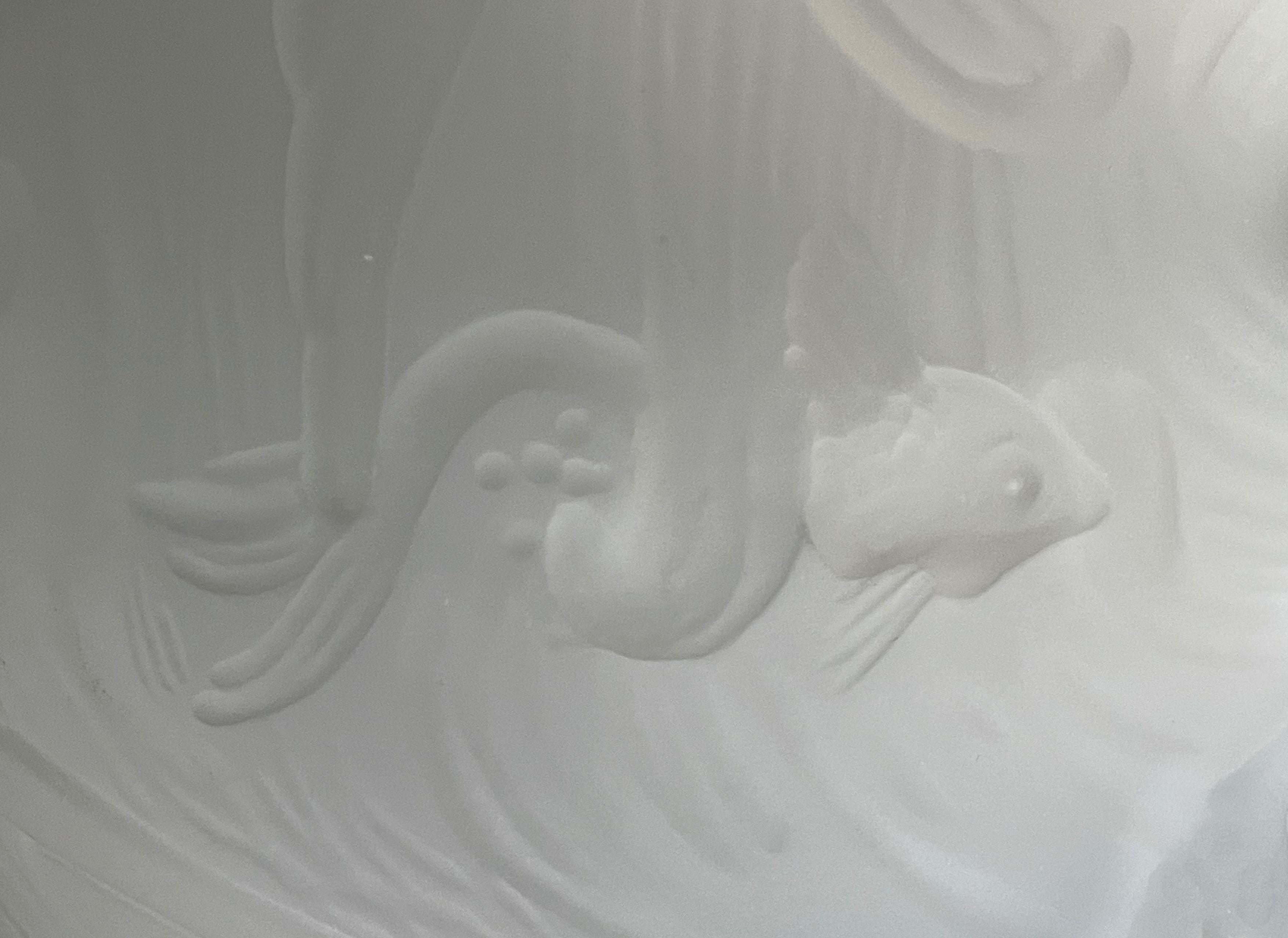 Art Deco Pendant Light w Pressed Glass Flying Ducks & Swimming Carp Sculptures For Sale 5