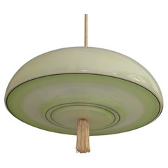 Art Déco Pendant Light With Green Glass, Germany - Mid Century