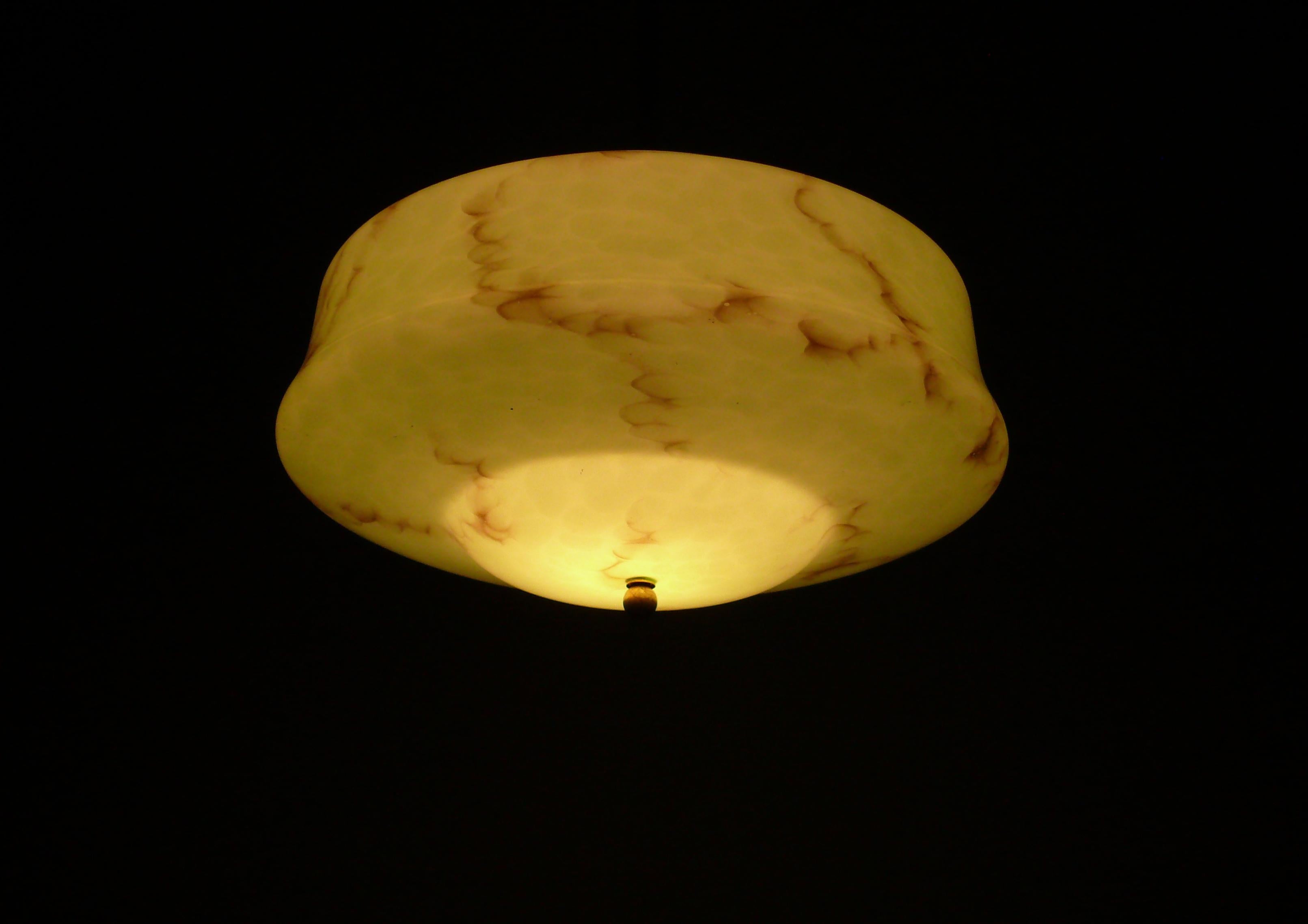 German Art Déco Pendant Light With Marbled Glass, 1930s