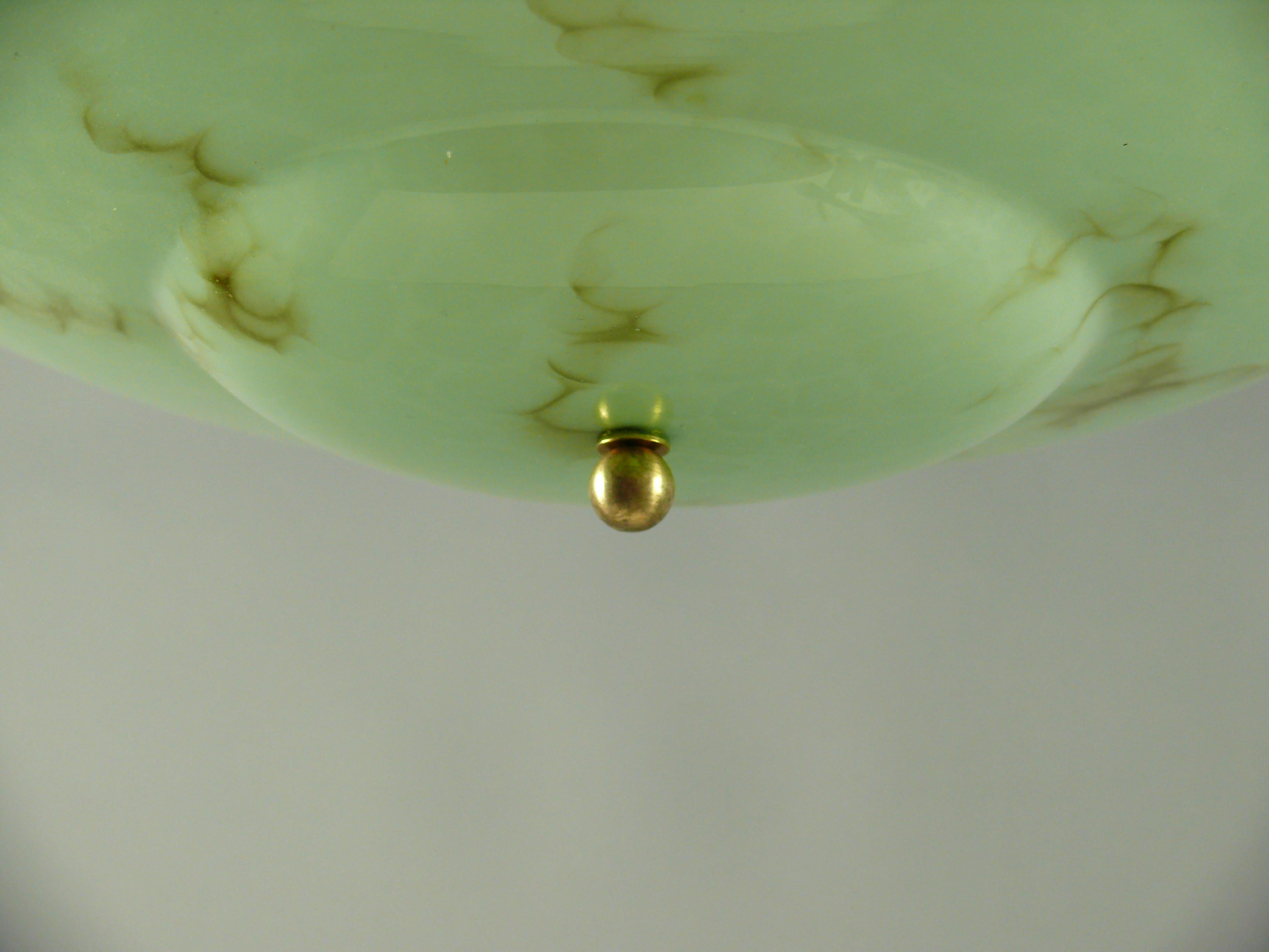 Art Déco Pendant Light With Marbled Glass, 1930s In Good Condition In Schwerin, MV