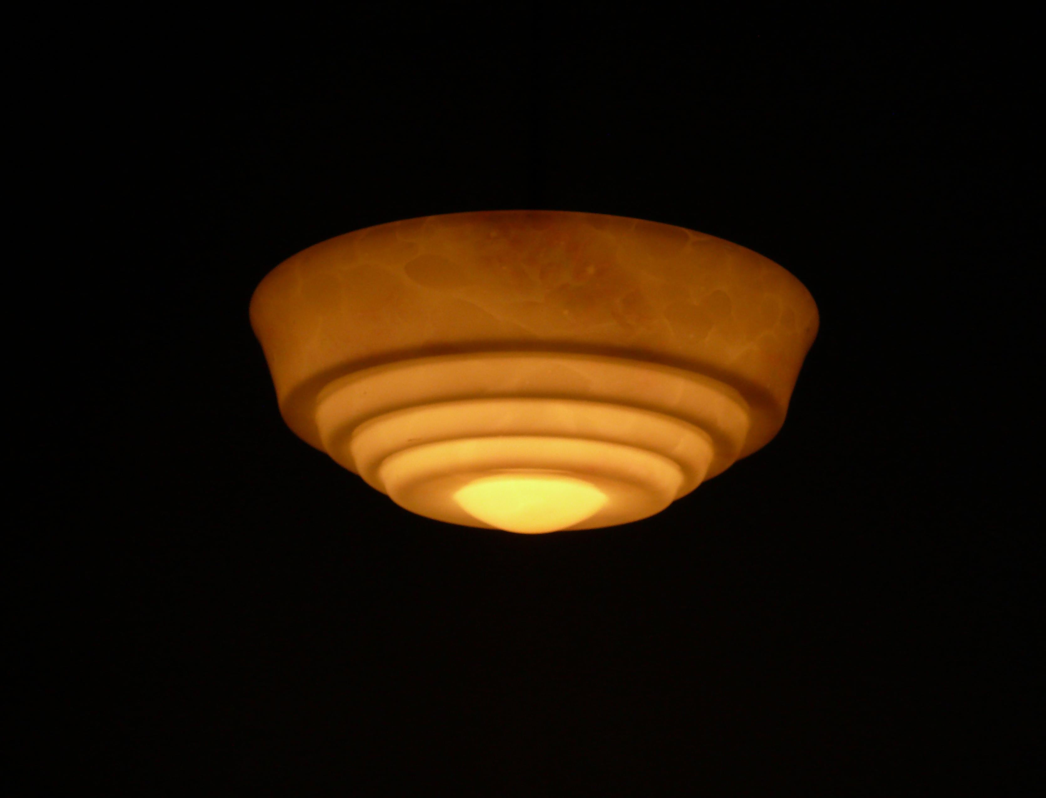Mid-20th Century Art Déco Pendant Light With Marbled Glass, 1930s